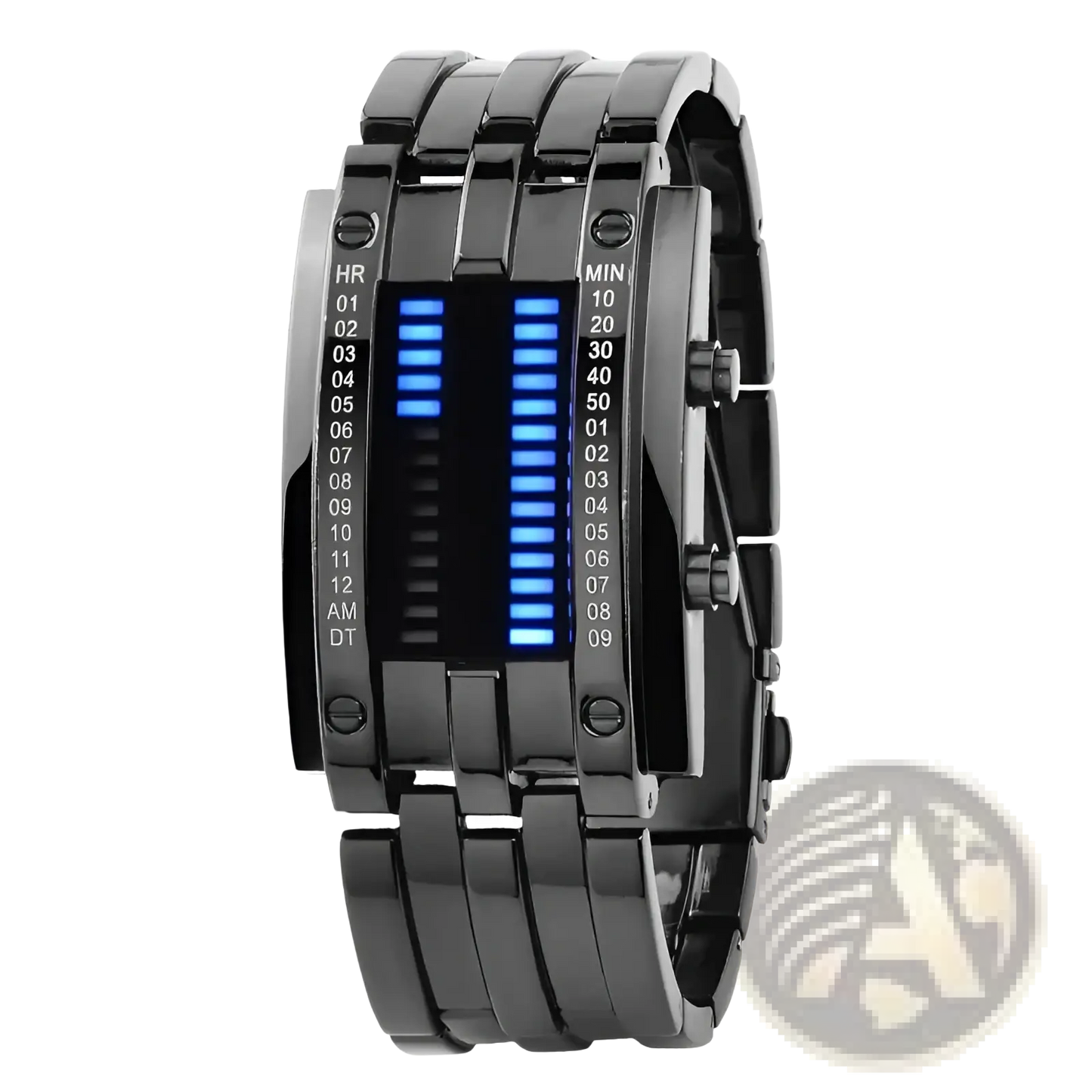Binary Led Stainless Steel Waterproof Men Watch