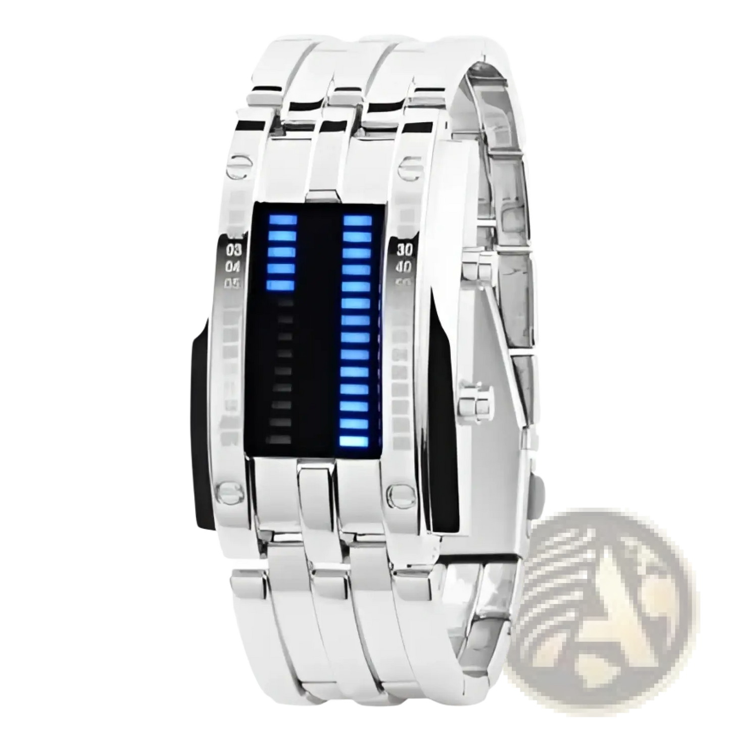 Binary Led Stainless Steel Waterproof Men Watch