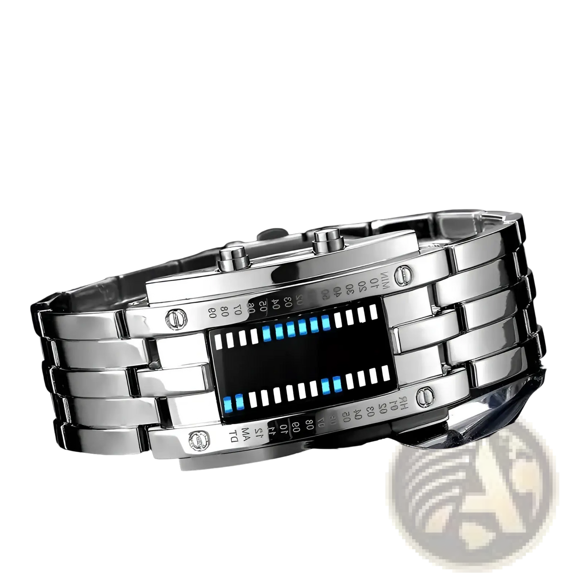 Binary Led Stainless Steel Waterproof Men Watch