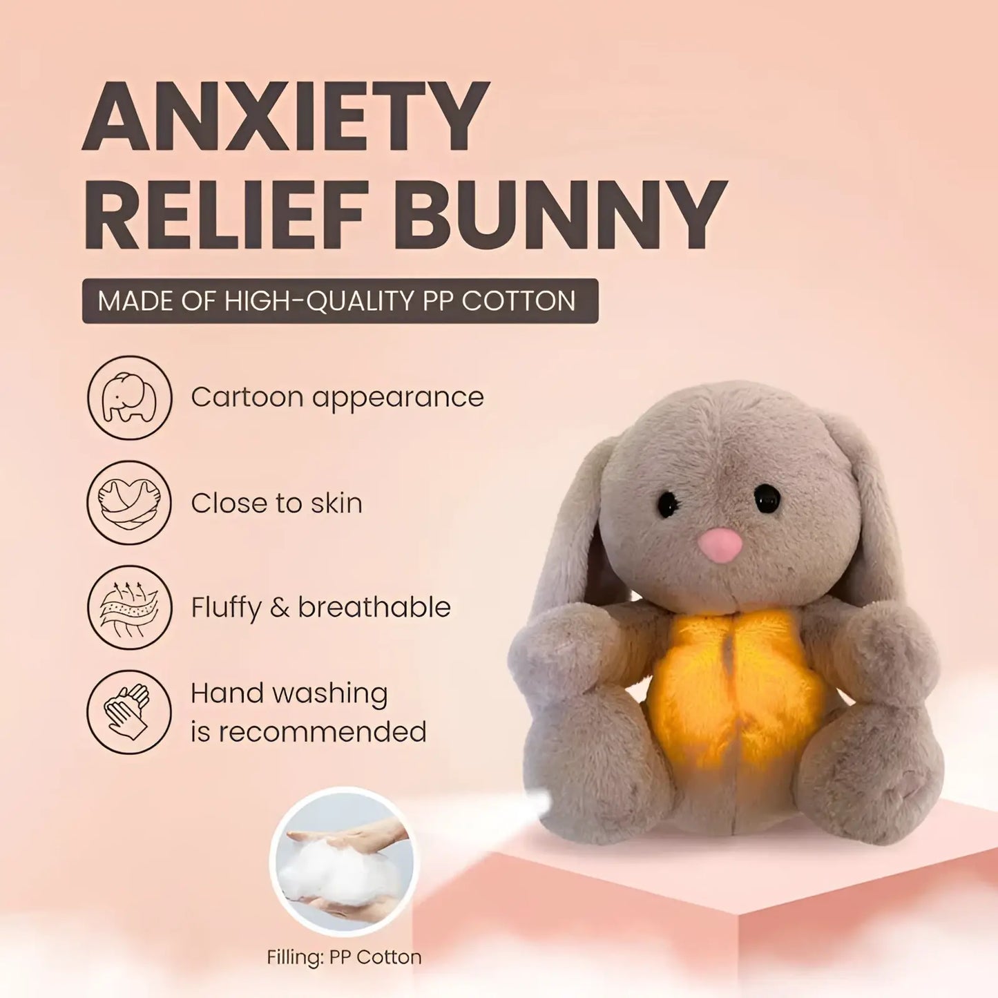 Breathing Rabbit Soothing Sensory Plush Baby Toy
