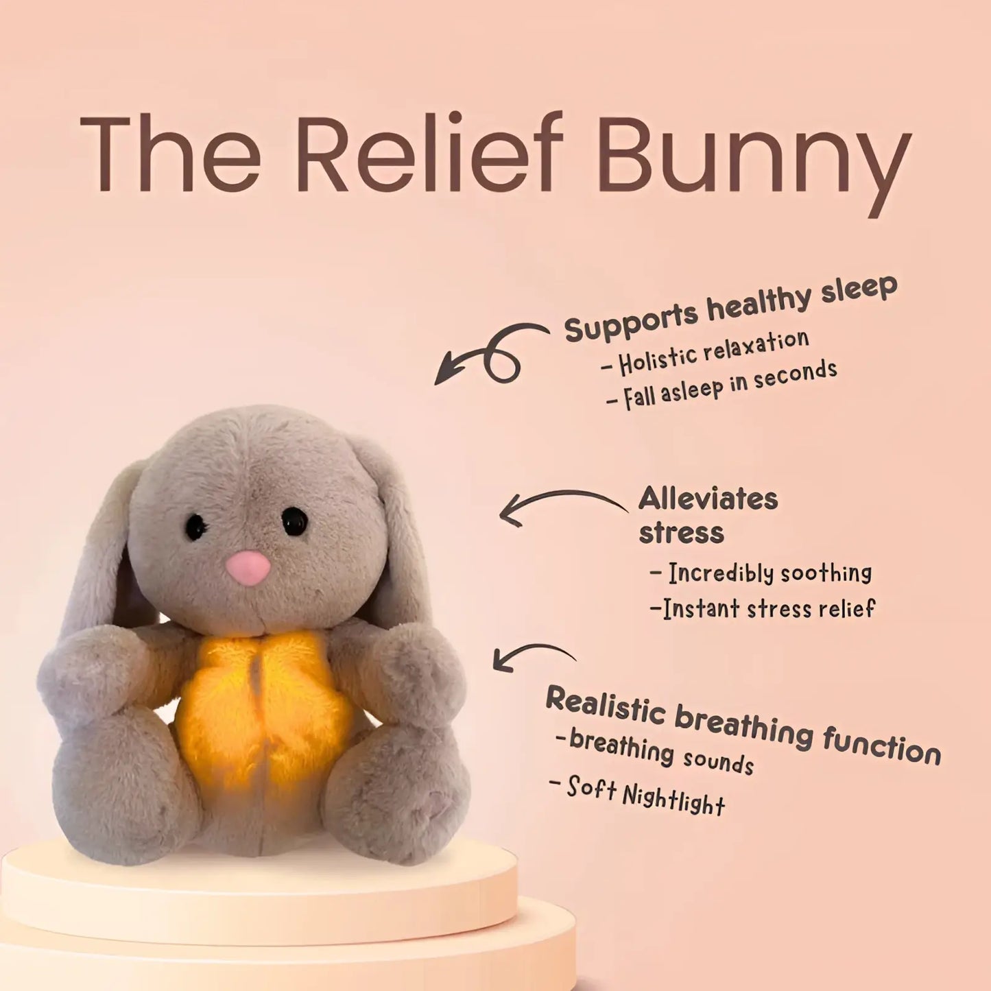 Breathing Rabbit Soothing Sensory Plush Baby Toy