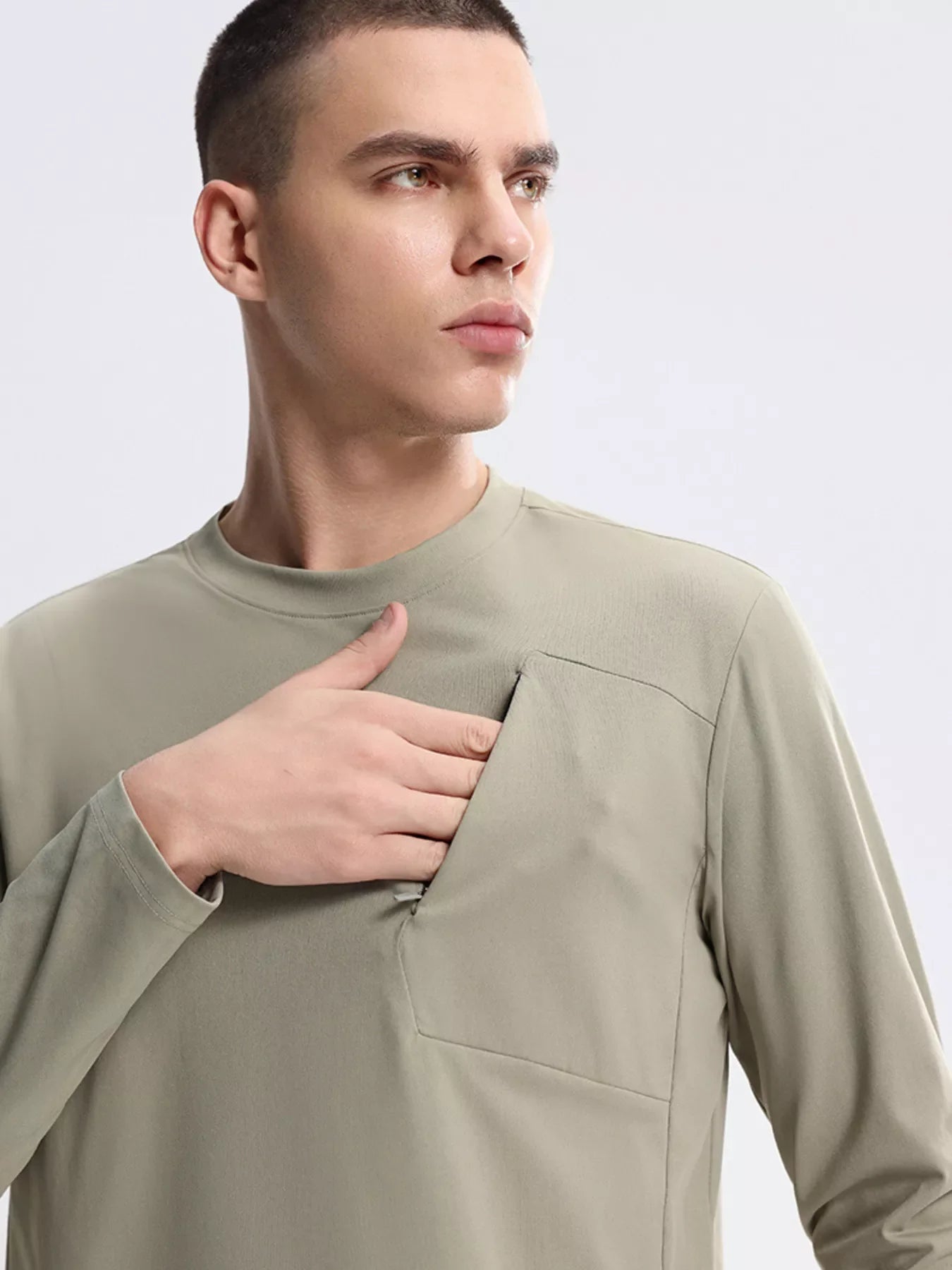 Men's Plus Size Casual Long Sleeve Active Sweatshirt with Zipper Pocket