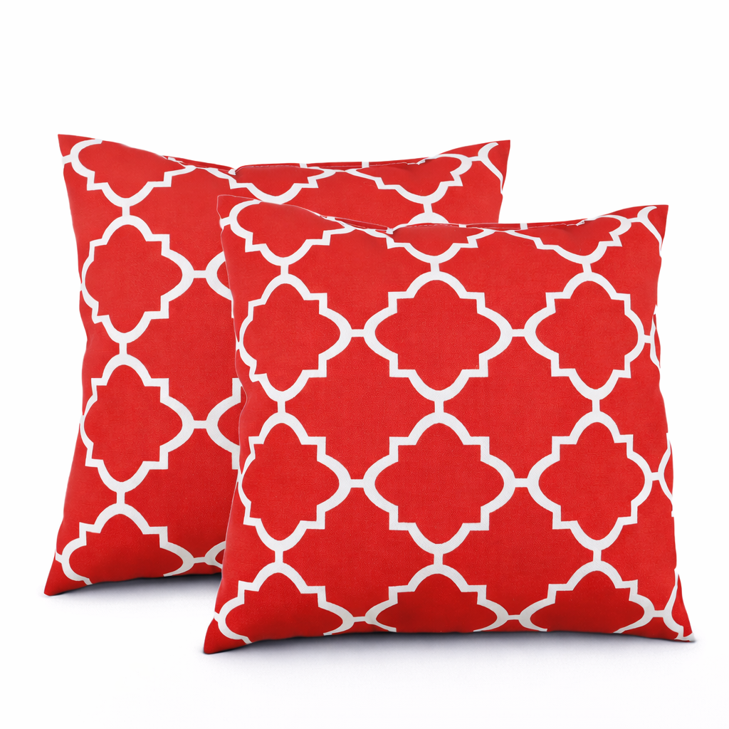 6 Pack Outdoor Pillow Covers - 18x18 Inch Red Trellis