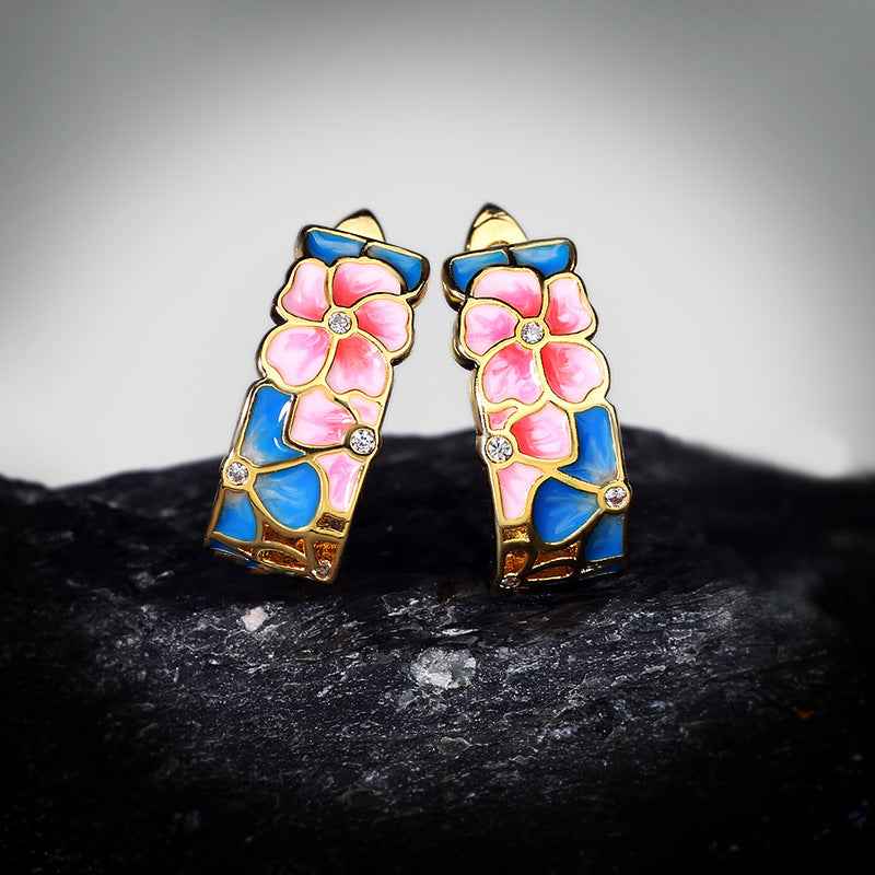 Floral Enamel Small Earrings