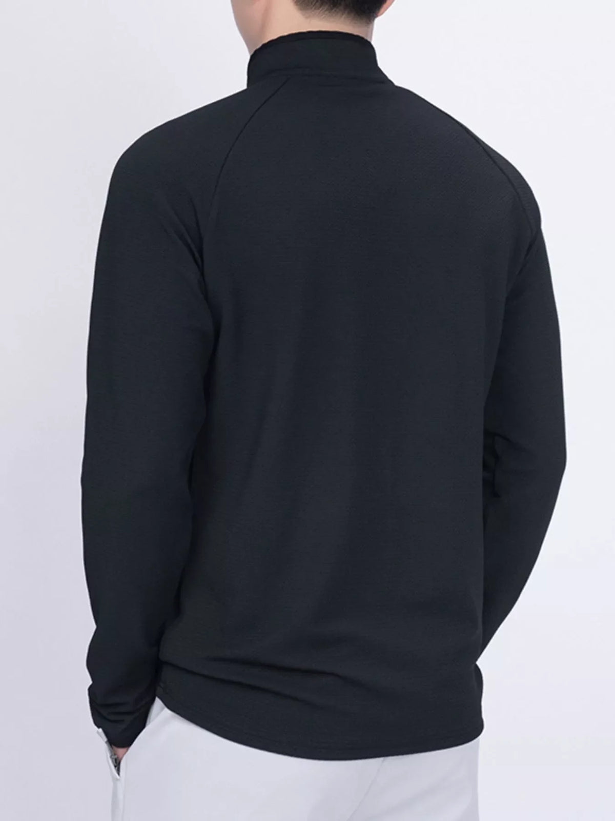 Men's Plus Size Casual Long Sleeve Quarter Zip T-Shirt