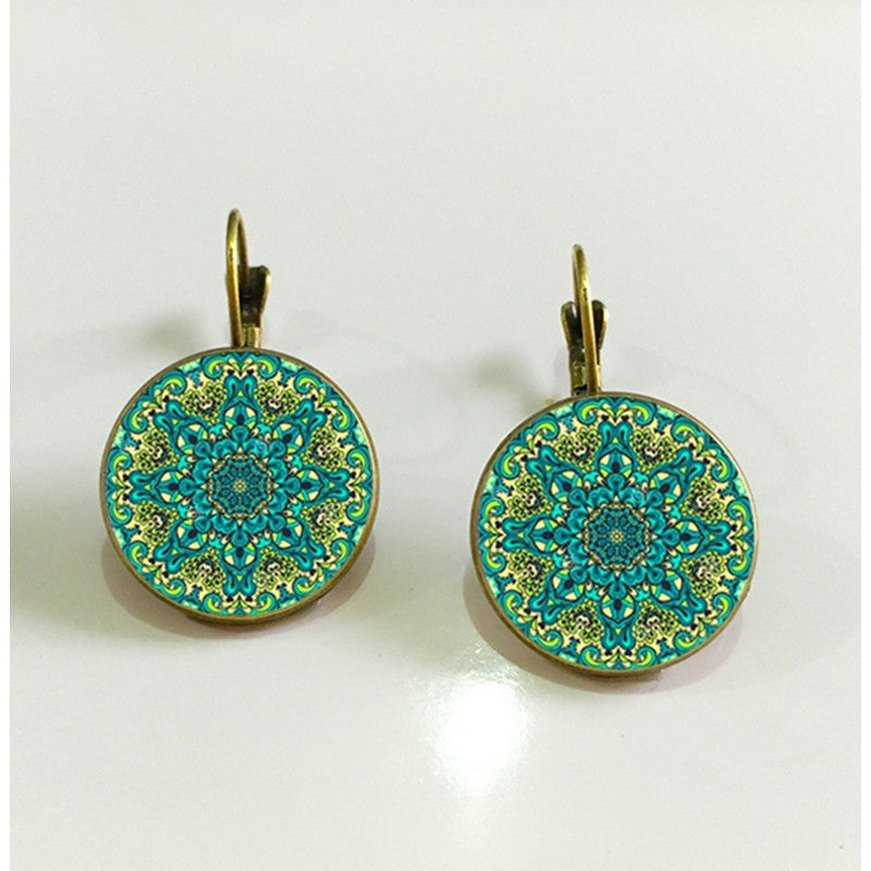 Charm Henna Yoga Amulet Mandala Earrings – Bohemian Drop Earrings