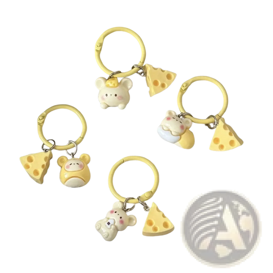 Cheese Mouse Cartoon Keychain Kawaii Bag Charm