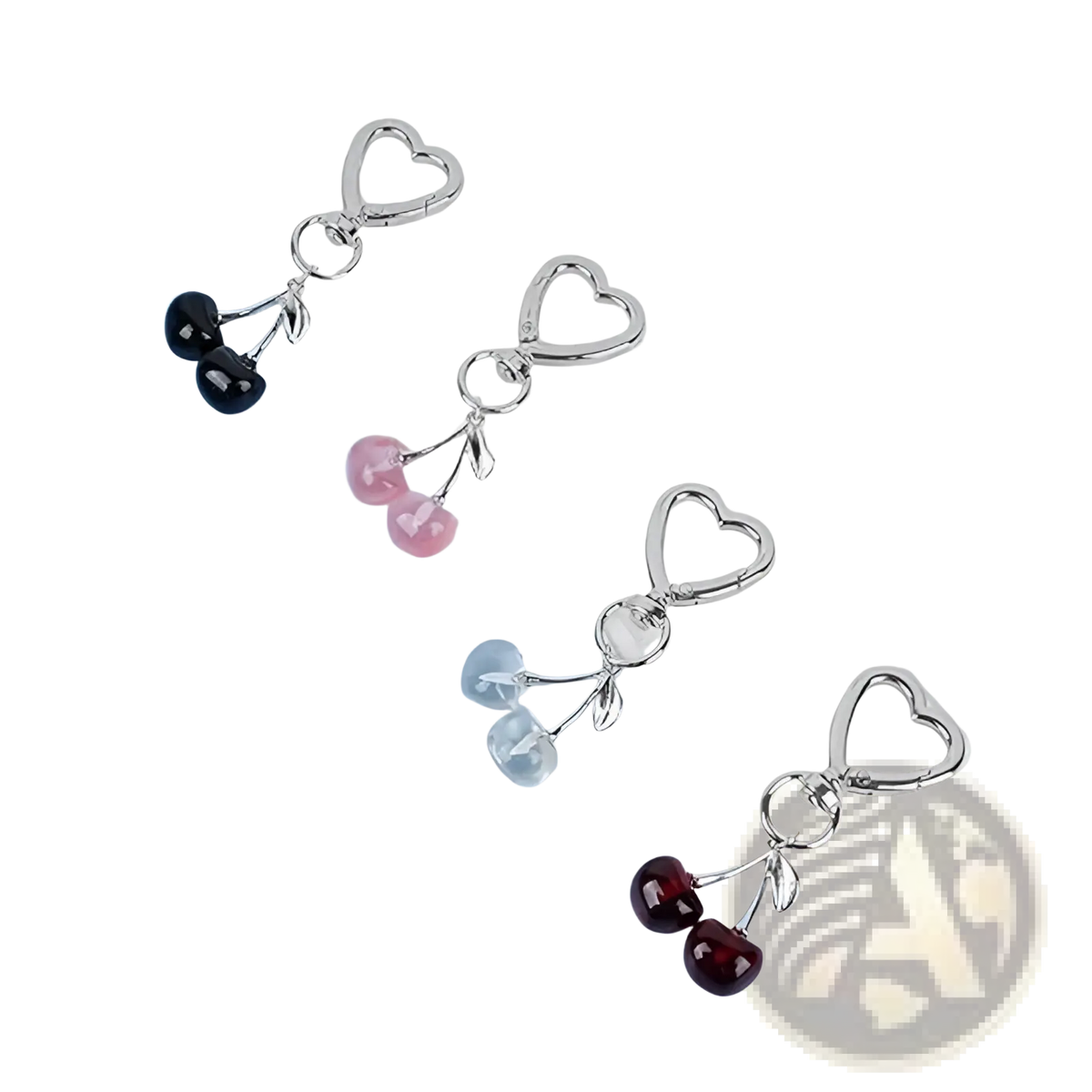 Cherry Bag Charm Heart Keychain