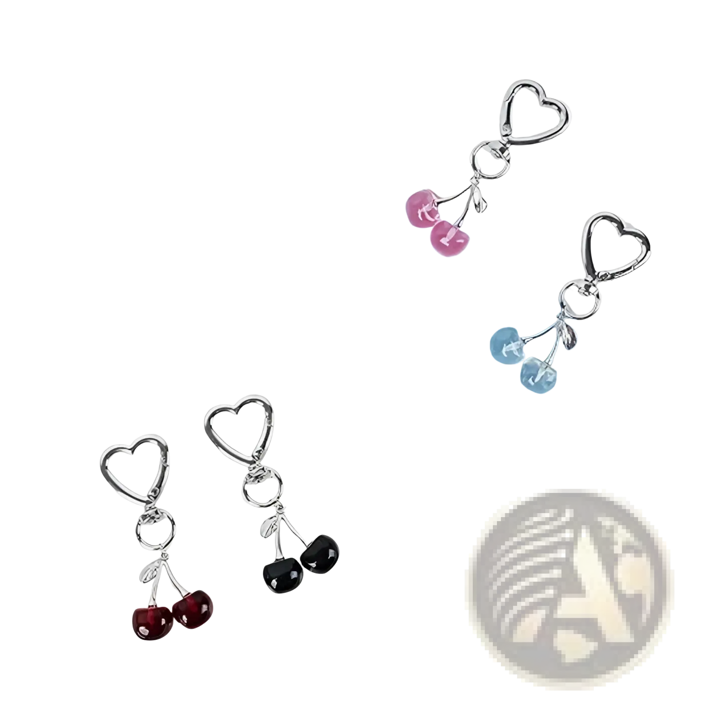 Cherry Bag Charm Heart Keychain