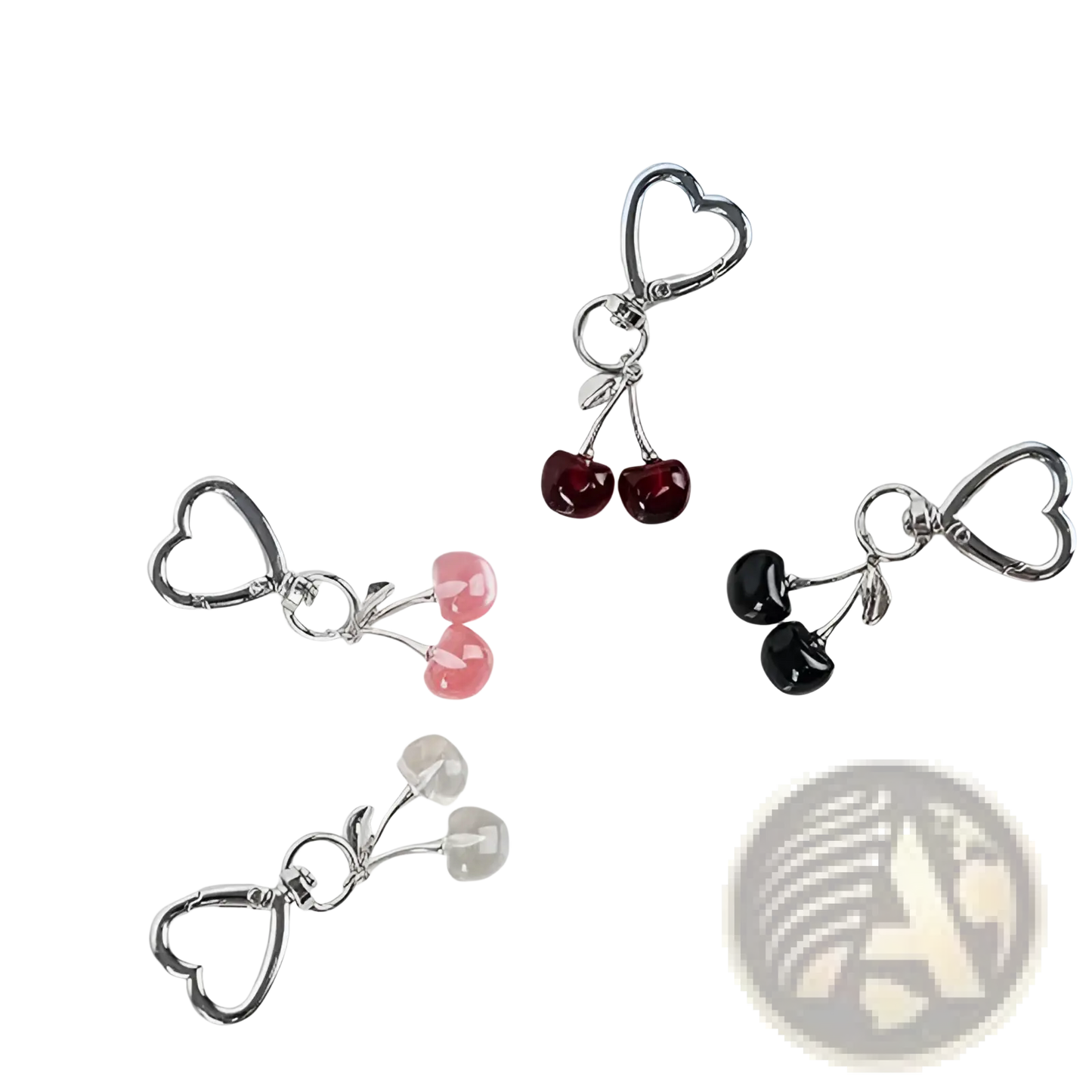 Cherry Bag Charm Heart Keychain
