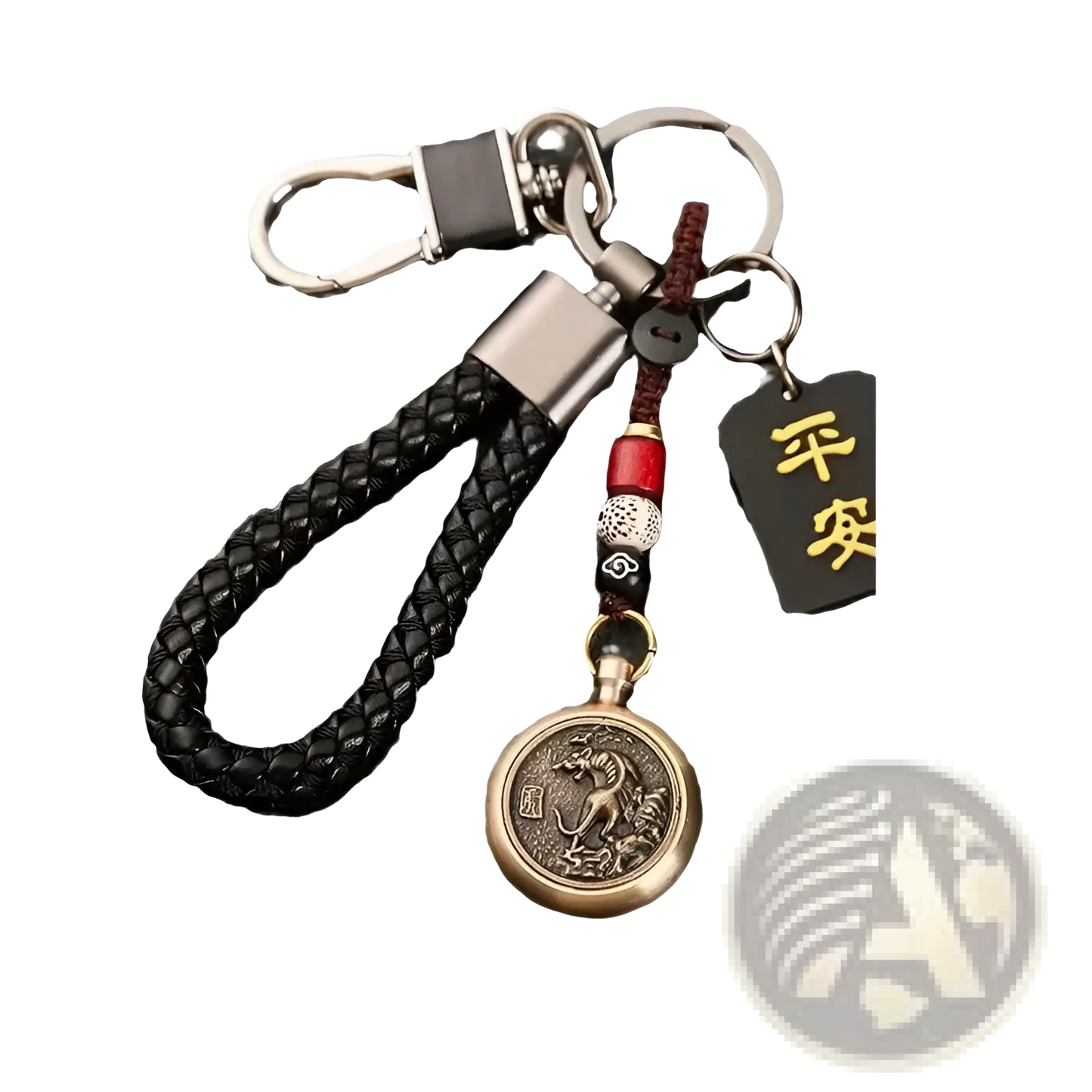 Chinese Zodiac Braided Leather Keychain Lucky Pendant