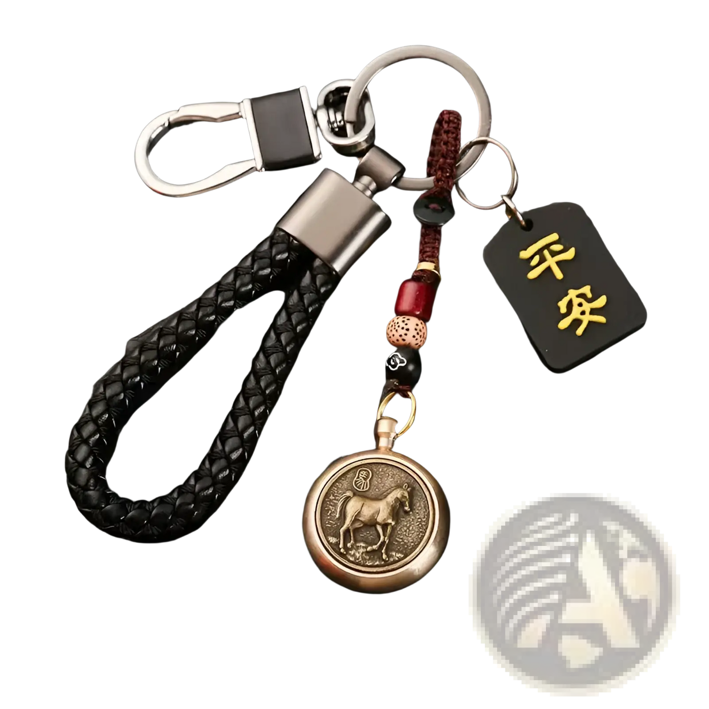 Chinese Zodiac Braided Leather Keychain Lucky Pendant