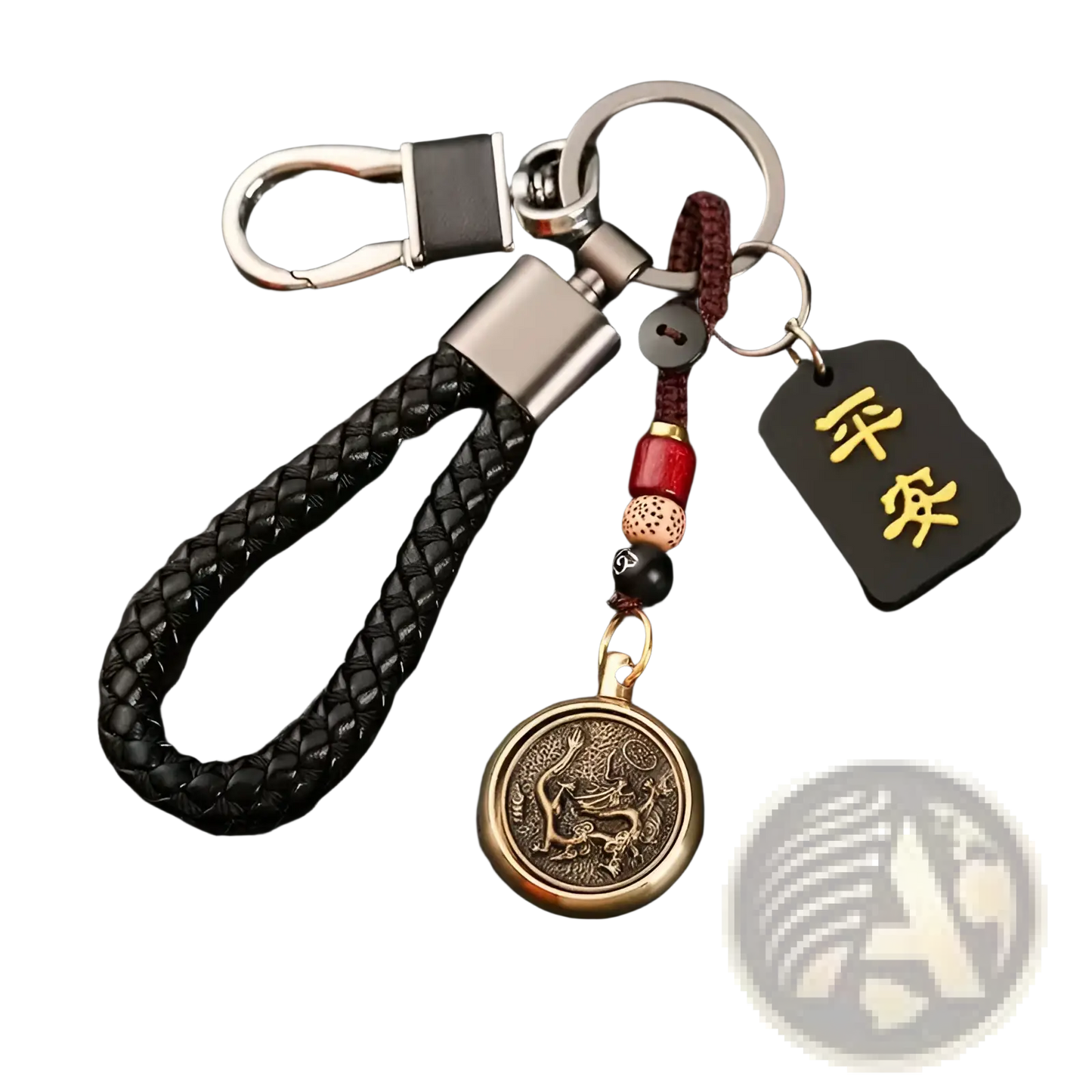 Chinese Zodiac Braided Leather Keychain Lucky Pendant