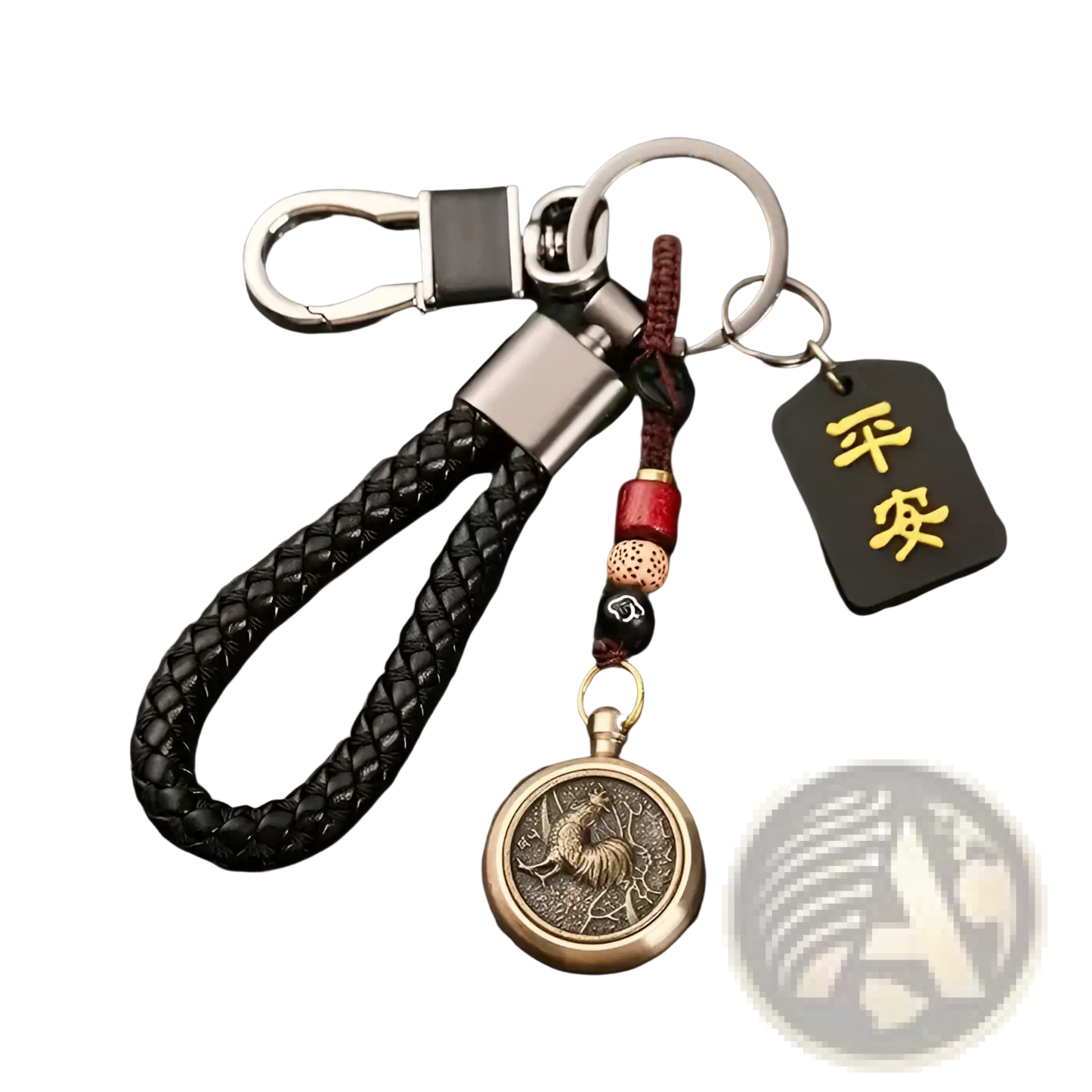 Chinese Zodiac Braided Leather Keychain Lucky Pendant