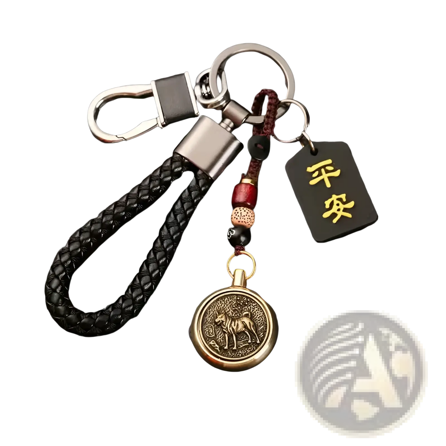 Chinese Zodiac Braided Leather Keychain Lucky Pendant