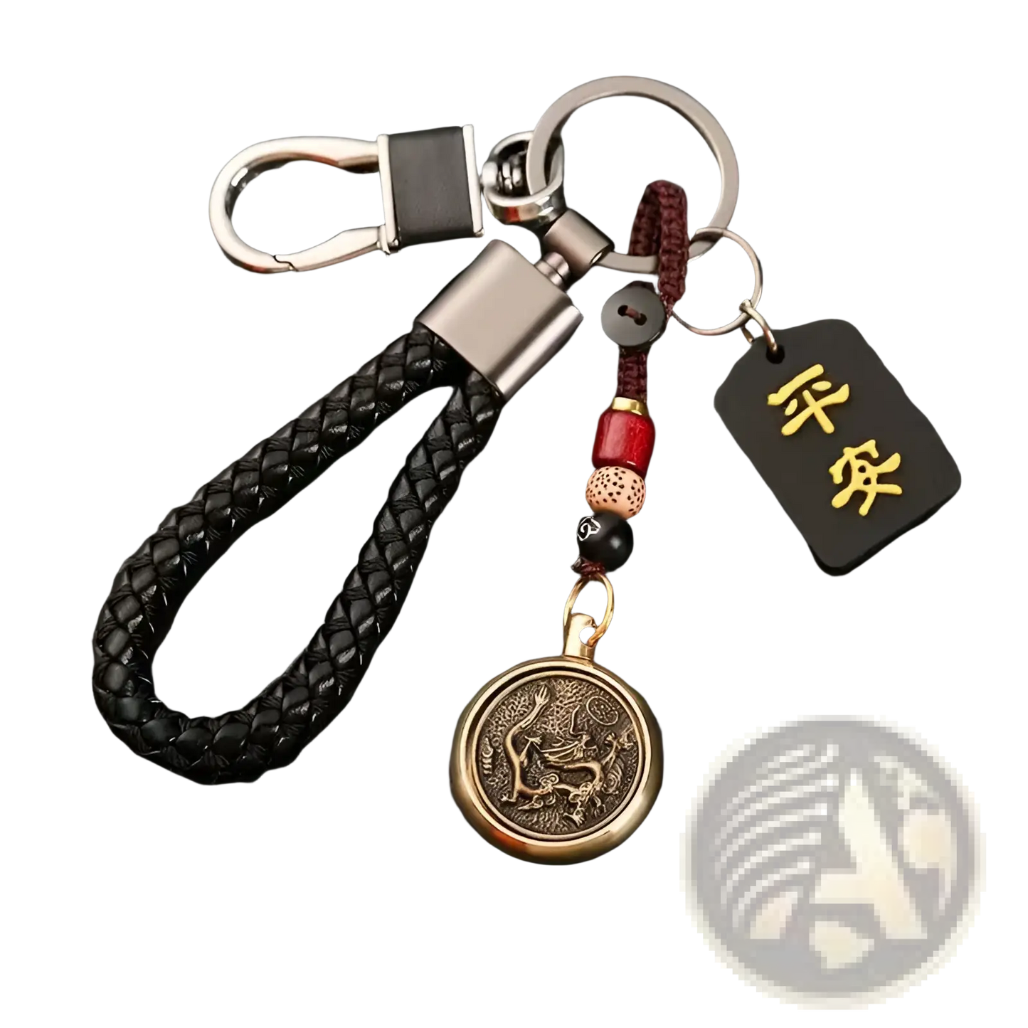 Chinese Zodiac Braided Leather Keychain Lucky Pendant