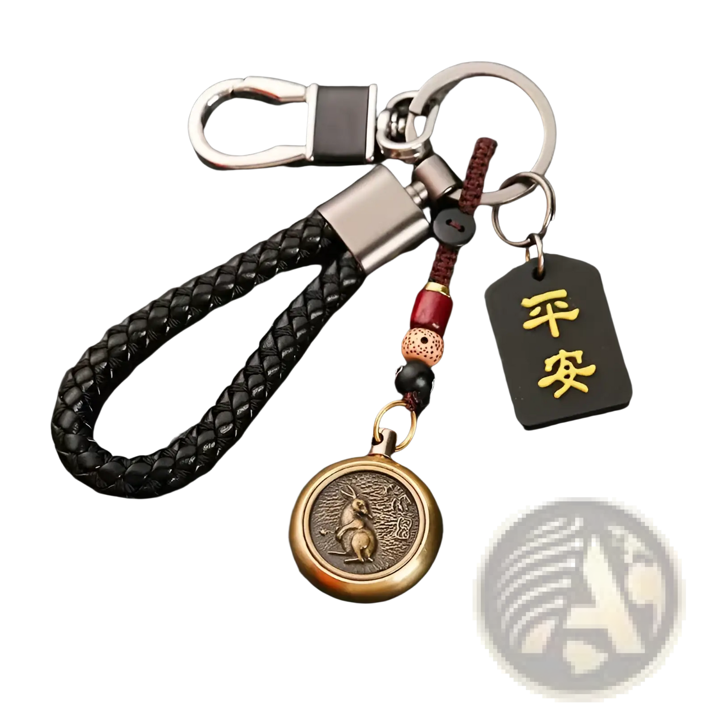 Chinese Zodiac Braided Leather Keychain Lucky Pendant