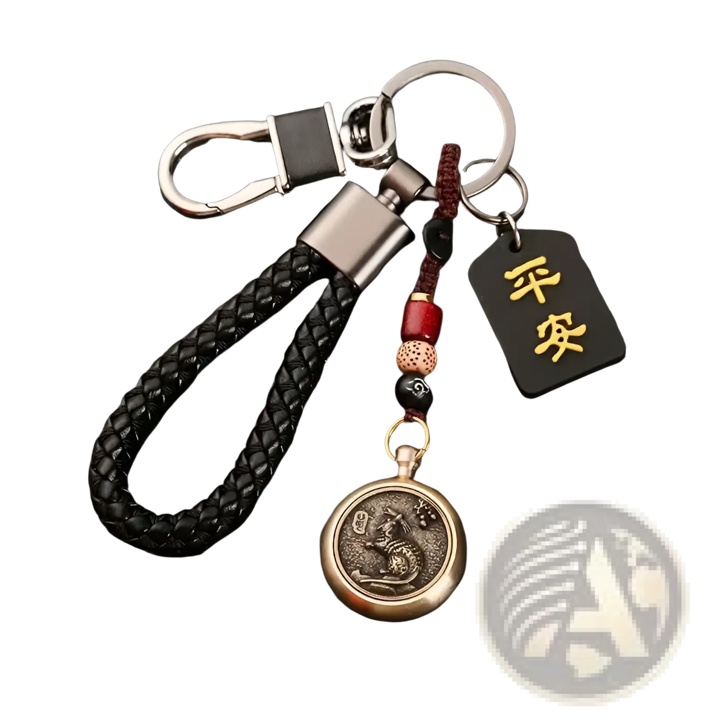 Chinese Zodiac Braided Leather Keychain Lucky Pendant