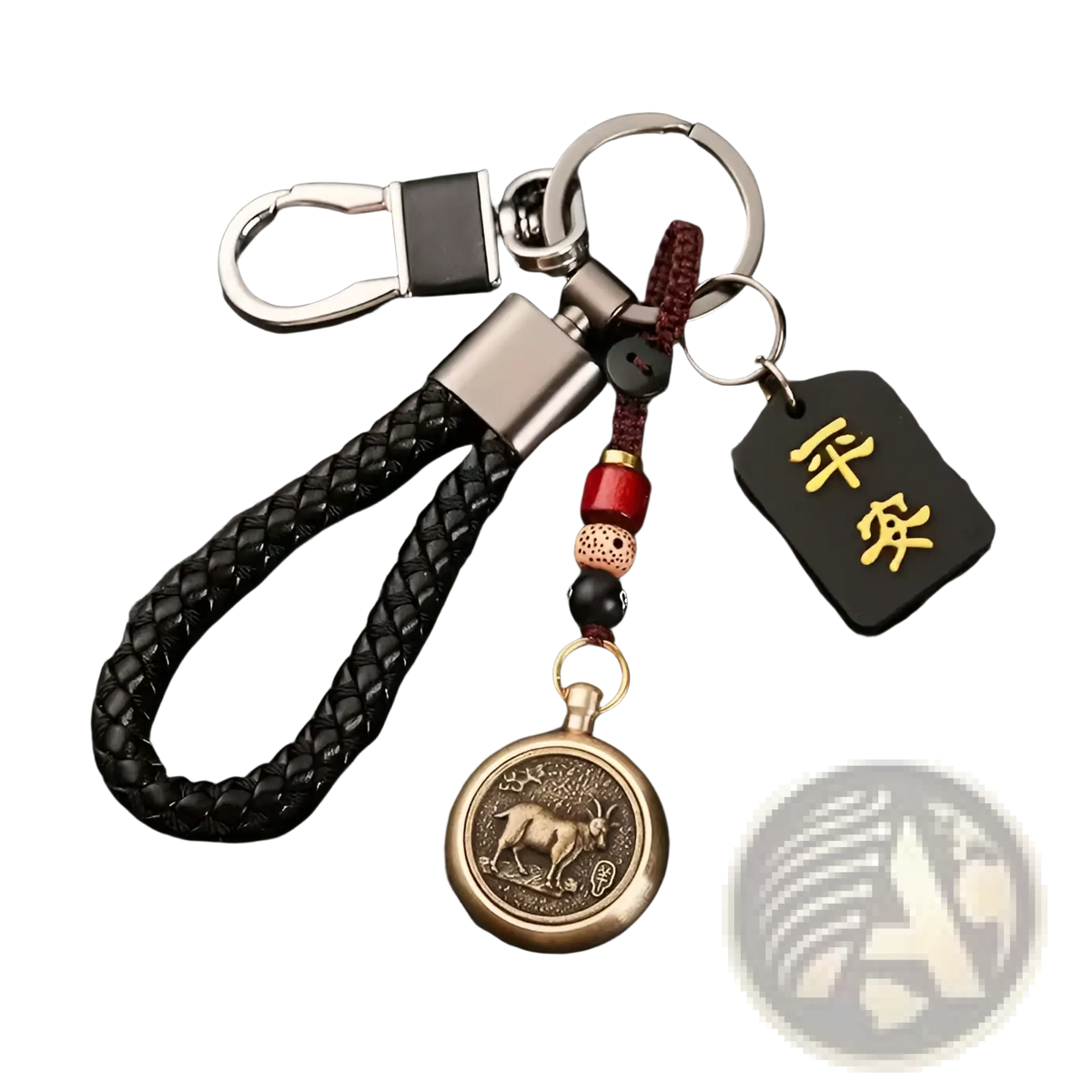 Chinese Zodiac Braided Leather Keychain Lucky Pendant