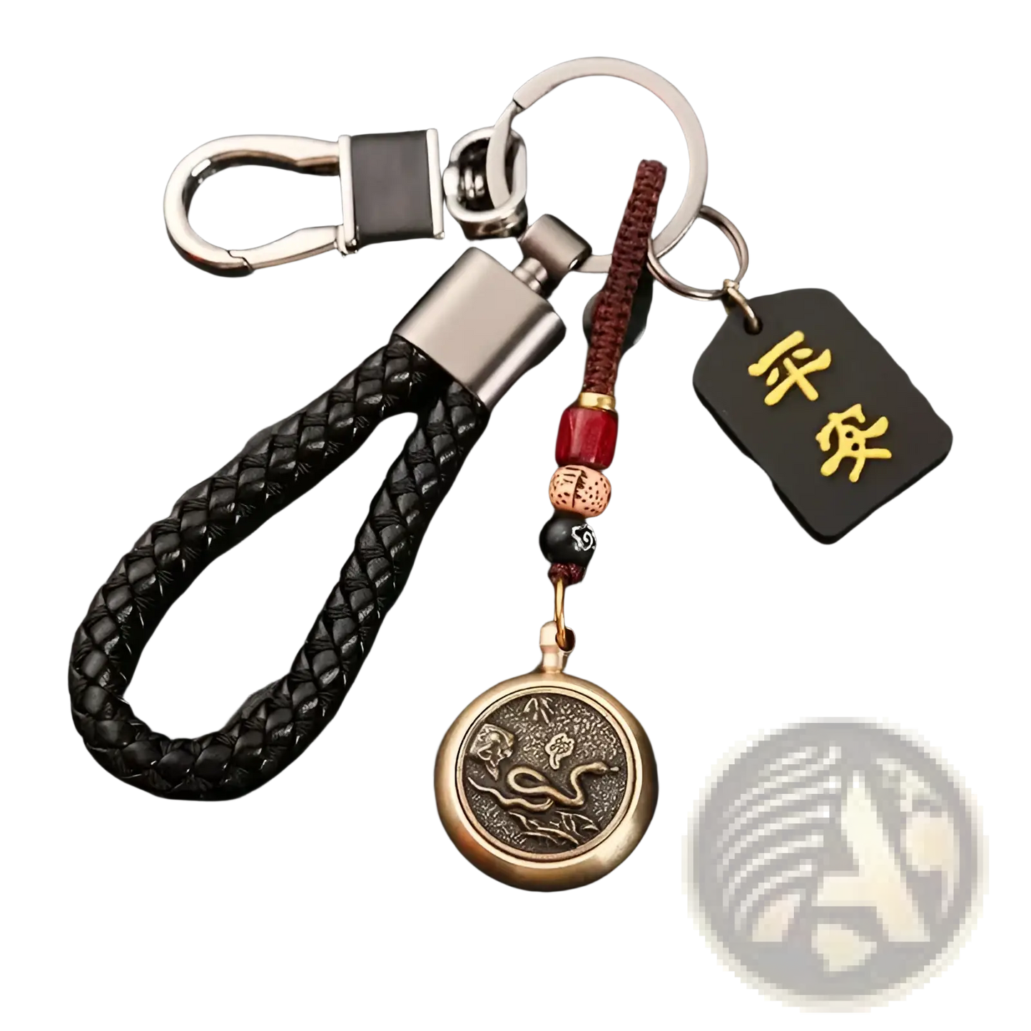 Chinese Zodiac Braided Leather Keychain Lucky Pendant