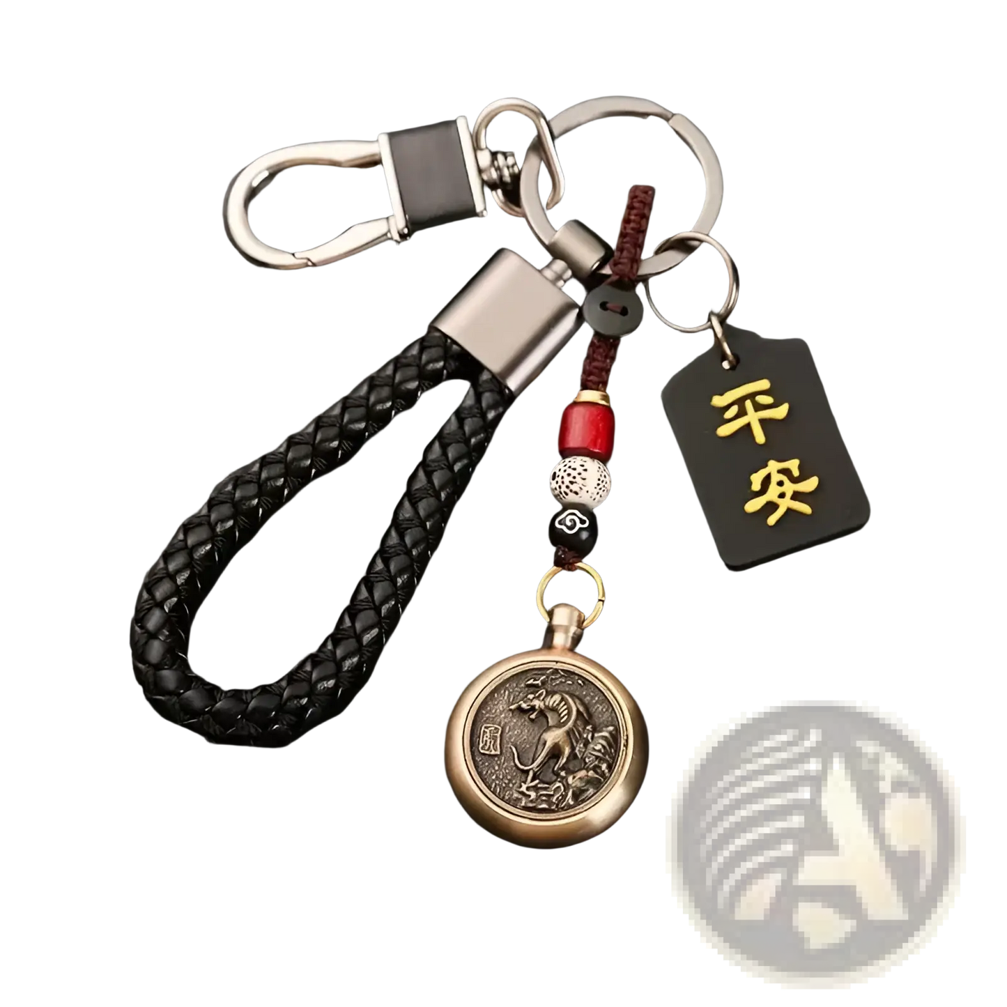 Chinese Zodiac Braided Leather Keychain Lucky Pendant