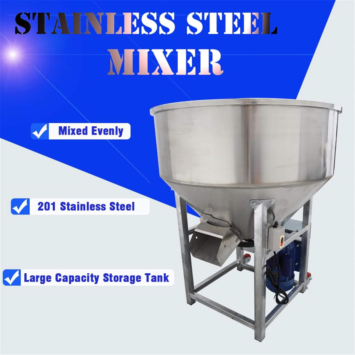 Commercial 110V 4KW Stainless Steel Vertical Feed Mixer Blender [NO PLUG] (SAK40326)