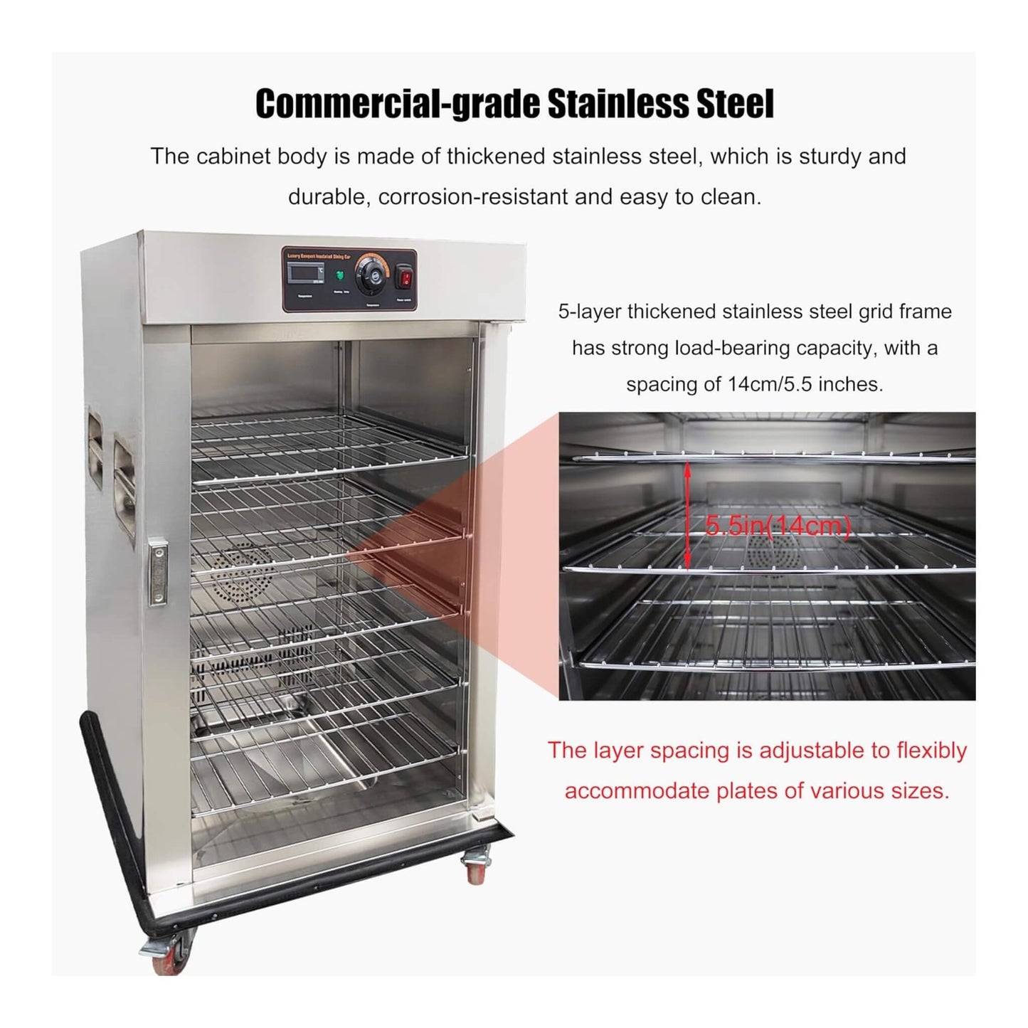 Commercial 220V 5-Layer Food Heating Cabinet With Glass Door (SAK17830)
