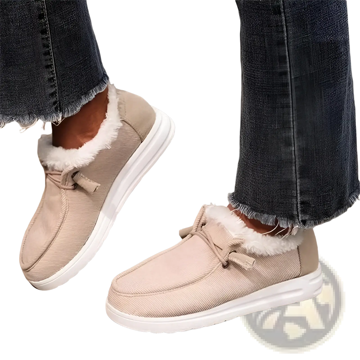 Cotton Flat Winter Shoes Warm Fur Corduroy Loafers
