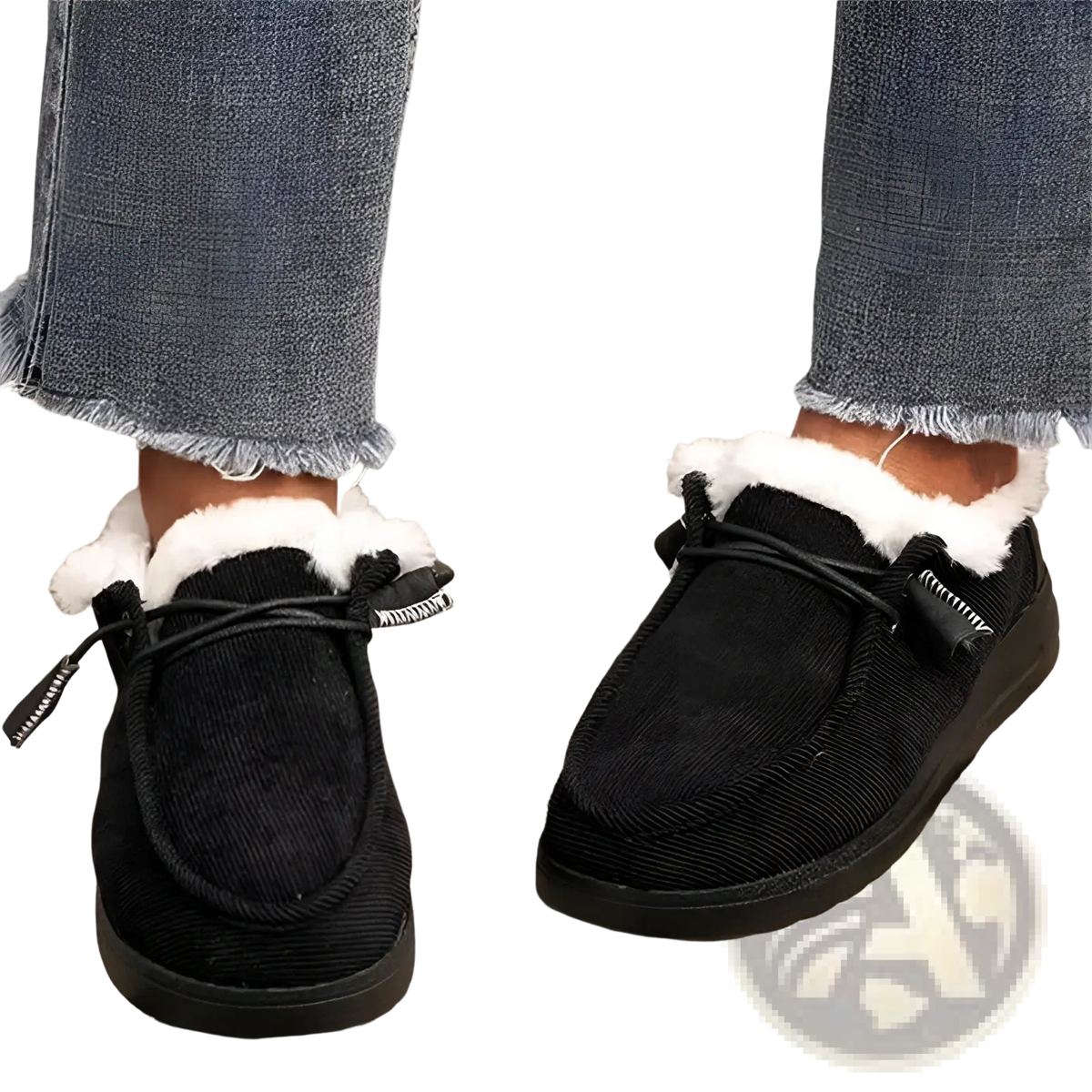 Cotton Flat Winter Shoes Warm Fur Corduroy Loafers