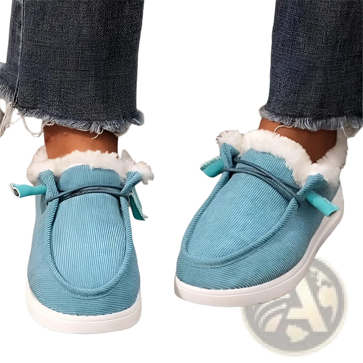 Cotton Flat Winter Shoes Warm Fur Corduroy Loafers
