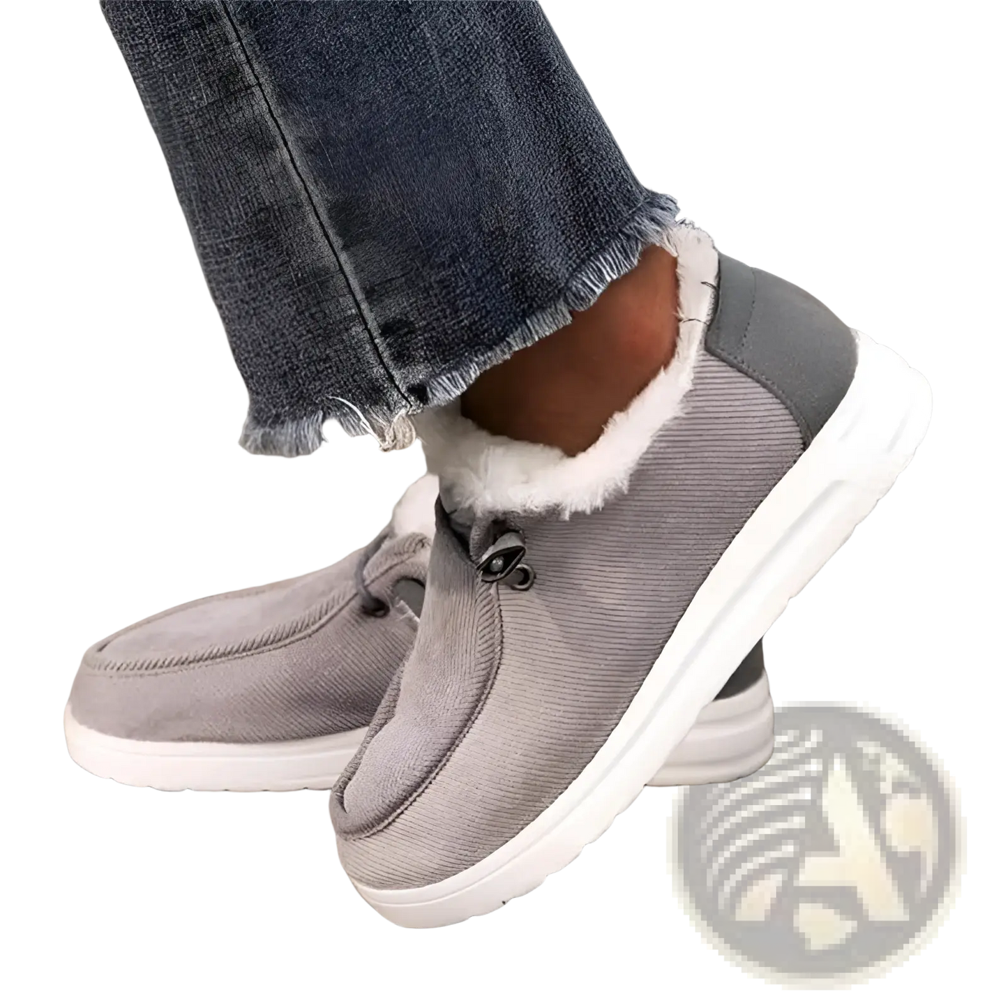 Cotton Flat Winter Shoes Warm Fur Corduroy Loafers