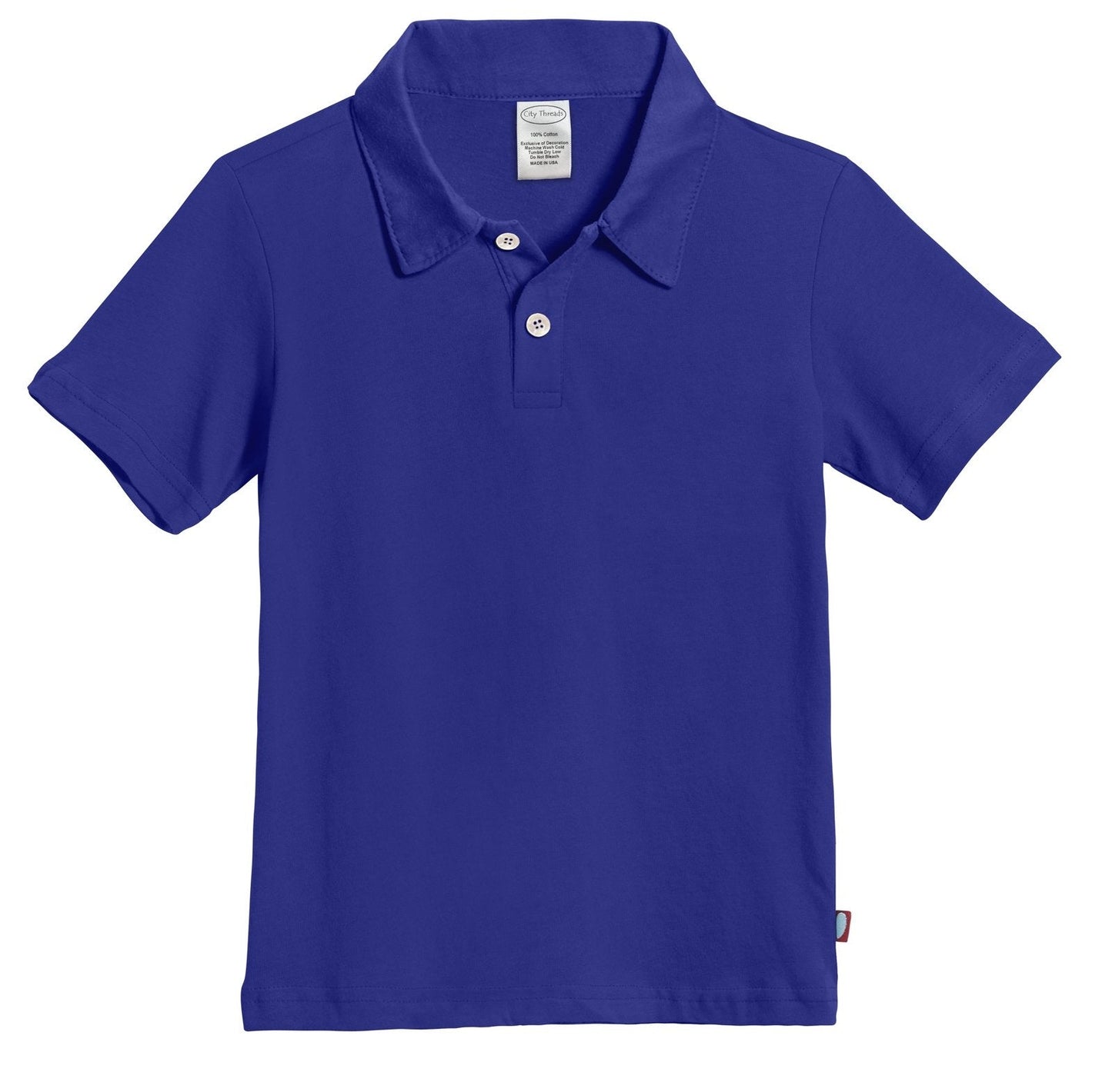 Boys Soft 100% Cotton Jersey 2-Button Short Sleeve Polo Shirt | Uniform Royal