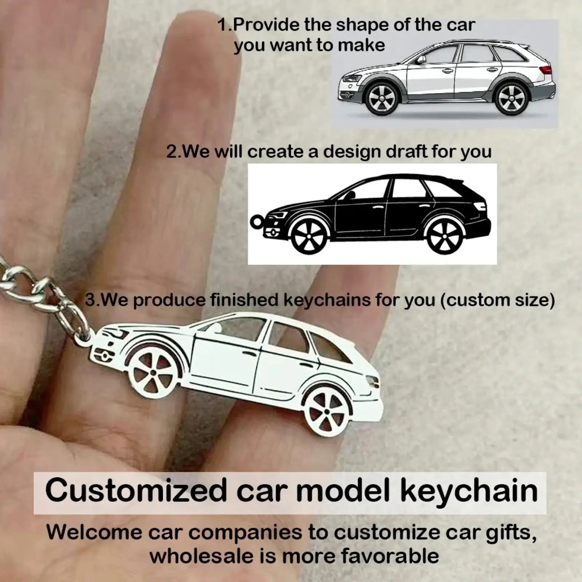 Custom Car Model Keychain Personalized Vehicle Key Pendant