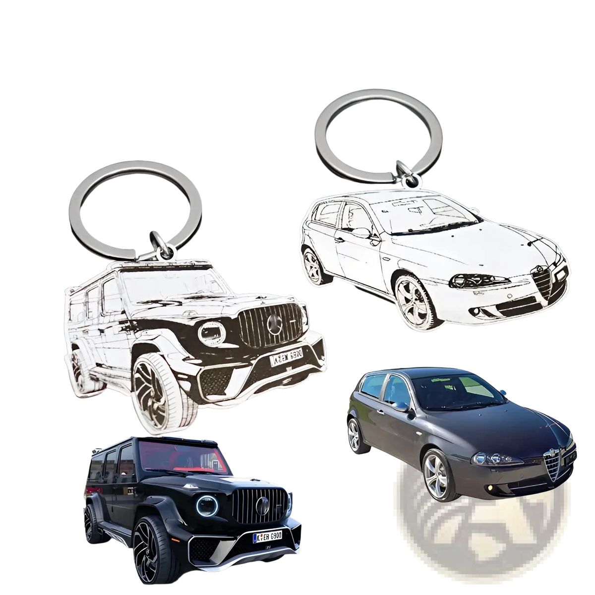 Custom Car Photo Keychain Stainless Steel Pendant