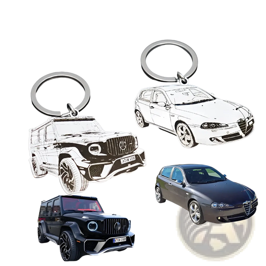 Custom Car Photo Keychain Stainless Steel Pendant