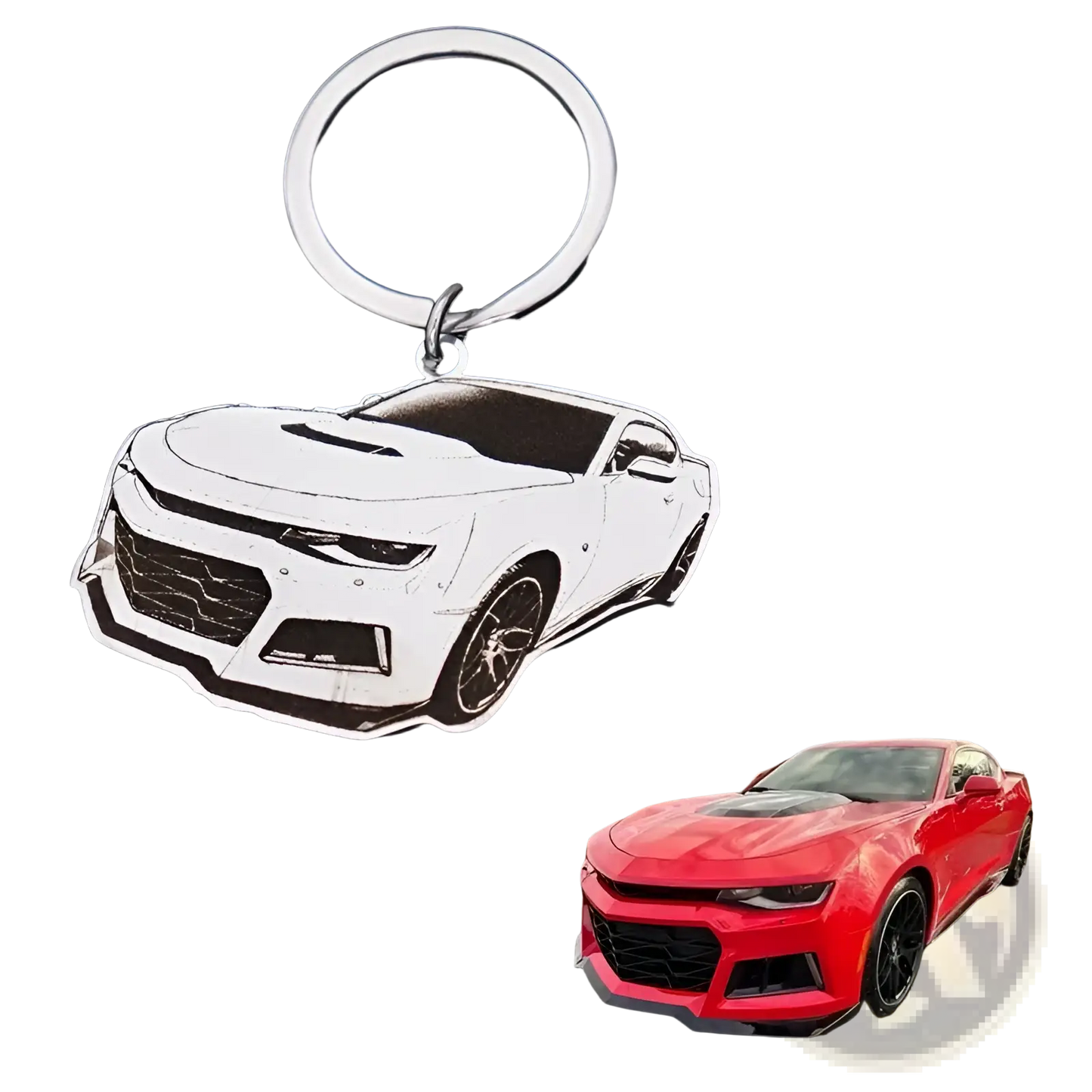 Custom Car Photo Keychain Stainless Steel Pendant