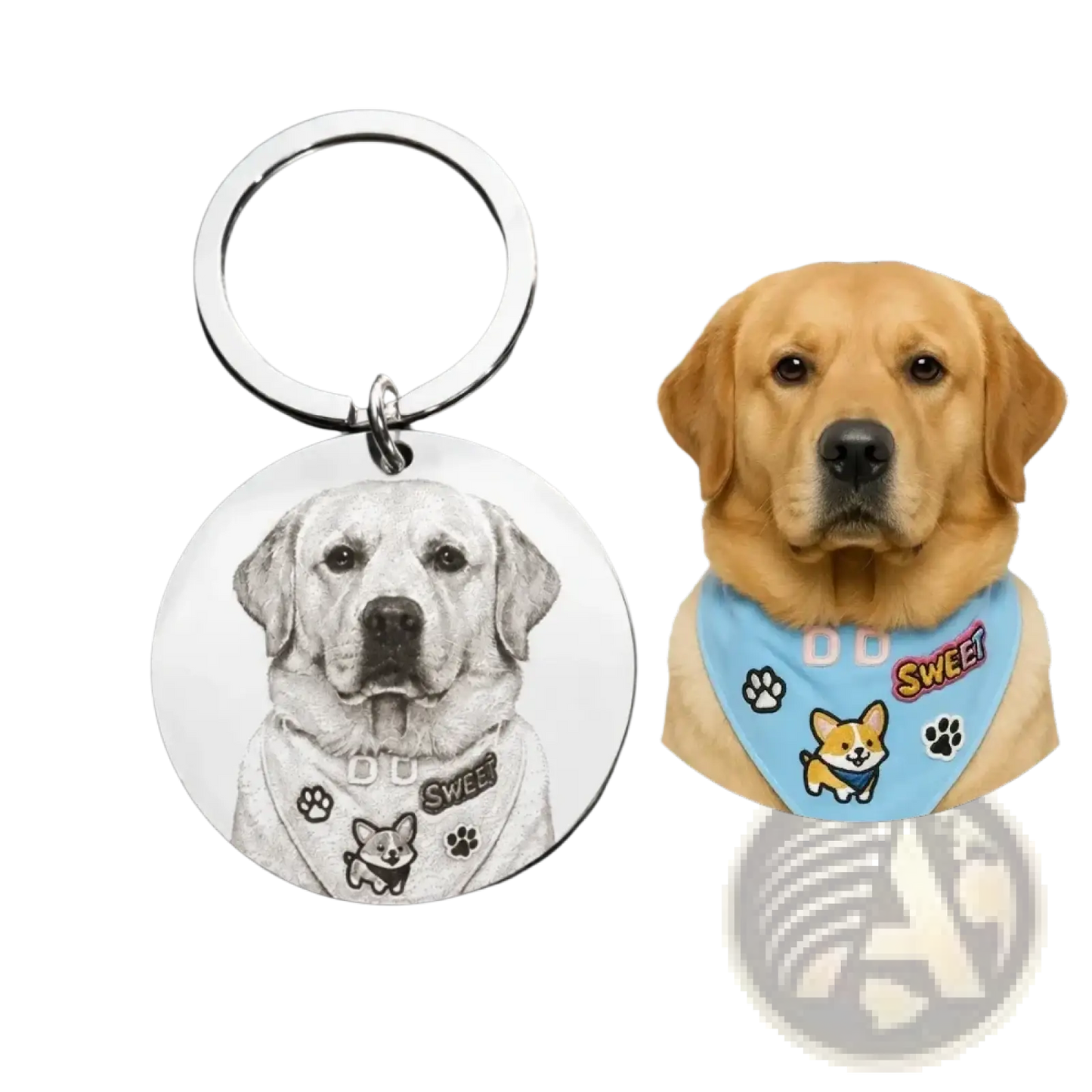 Custom Photo Keychain Stainless Steel Round Pendant
