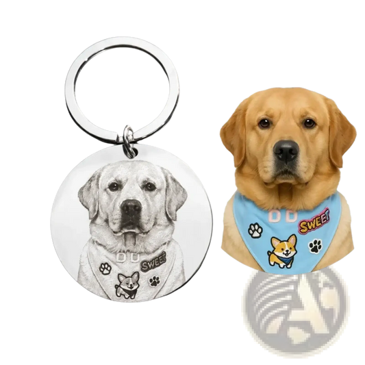 Custom Photo Keychain Stainless Steel Round Pendant
