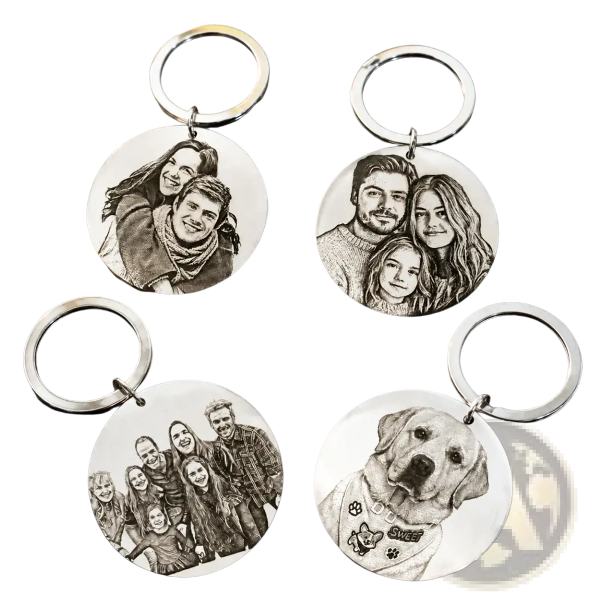 Custom Photo Keychain Stainless Steel Round Pendant