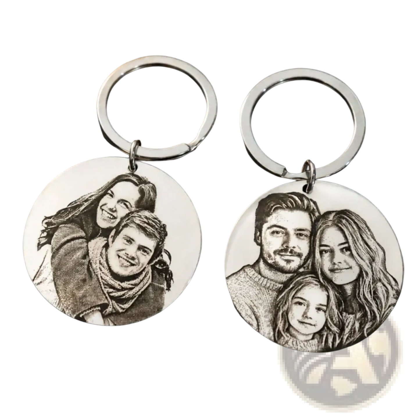 Custom Photo Keychain Stainless Steel Round Pendant