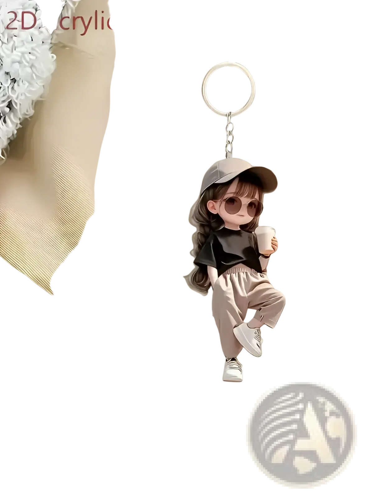 Cute Acrylic Girl Keychain Cartoon Pendant
