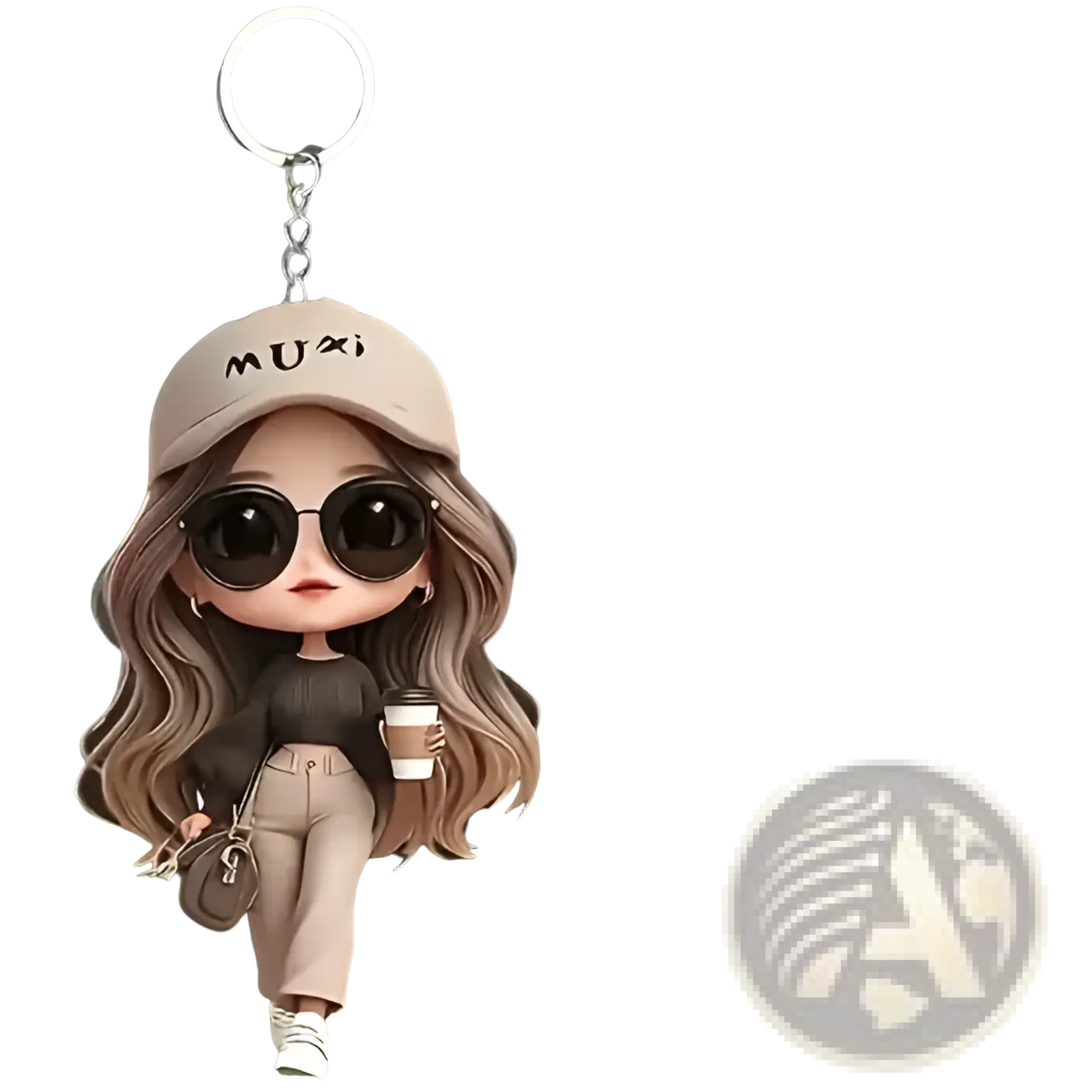 Cute Acrylic Girl Keychain Cartoon Pendant