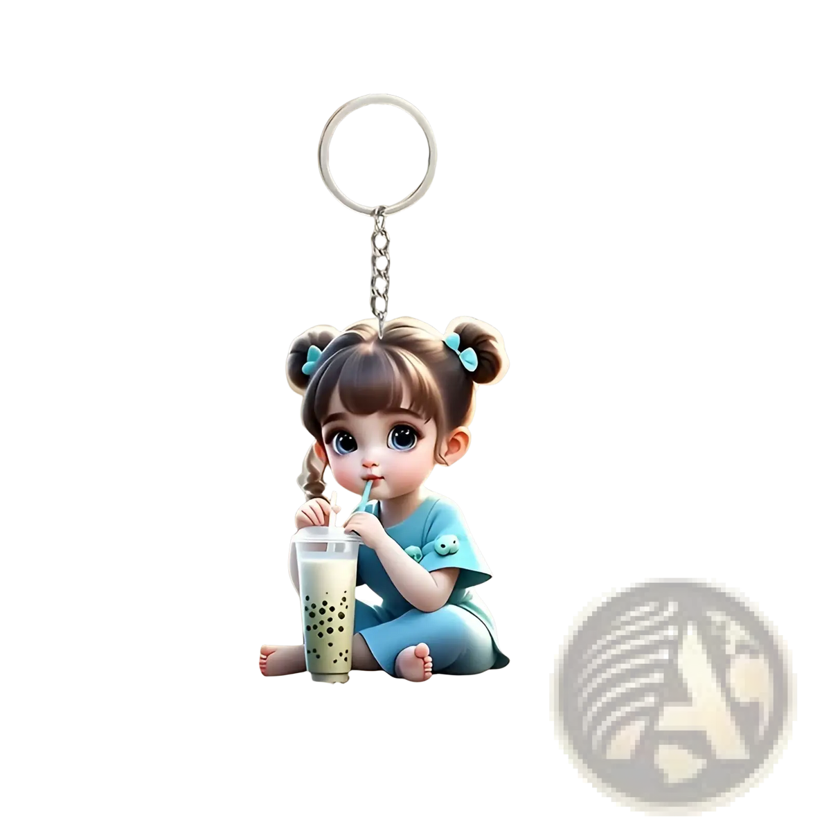 Cute Acrylic Girl Keychain Cartoon Pendant