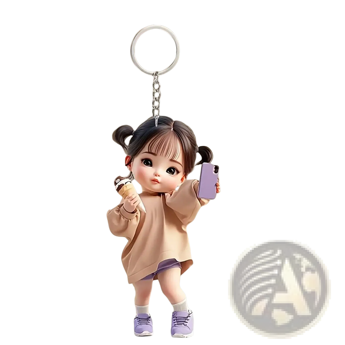 Cute Acrylic Girl Keychain Cartoon Pendant