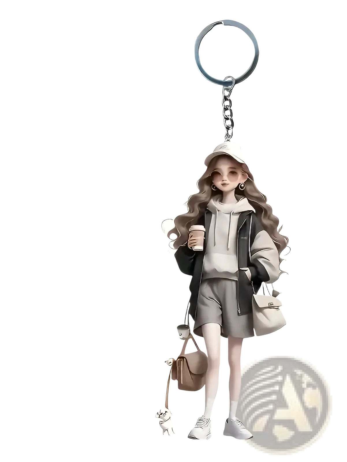 Cute Acrylic Girl Keychain Cartoon Pendant