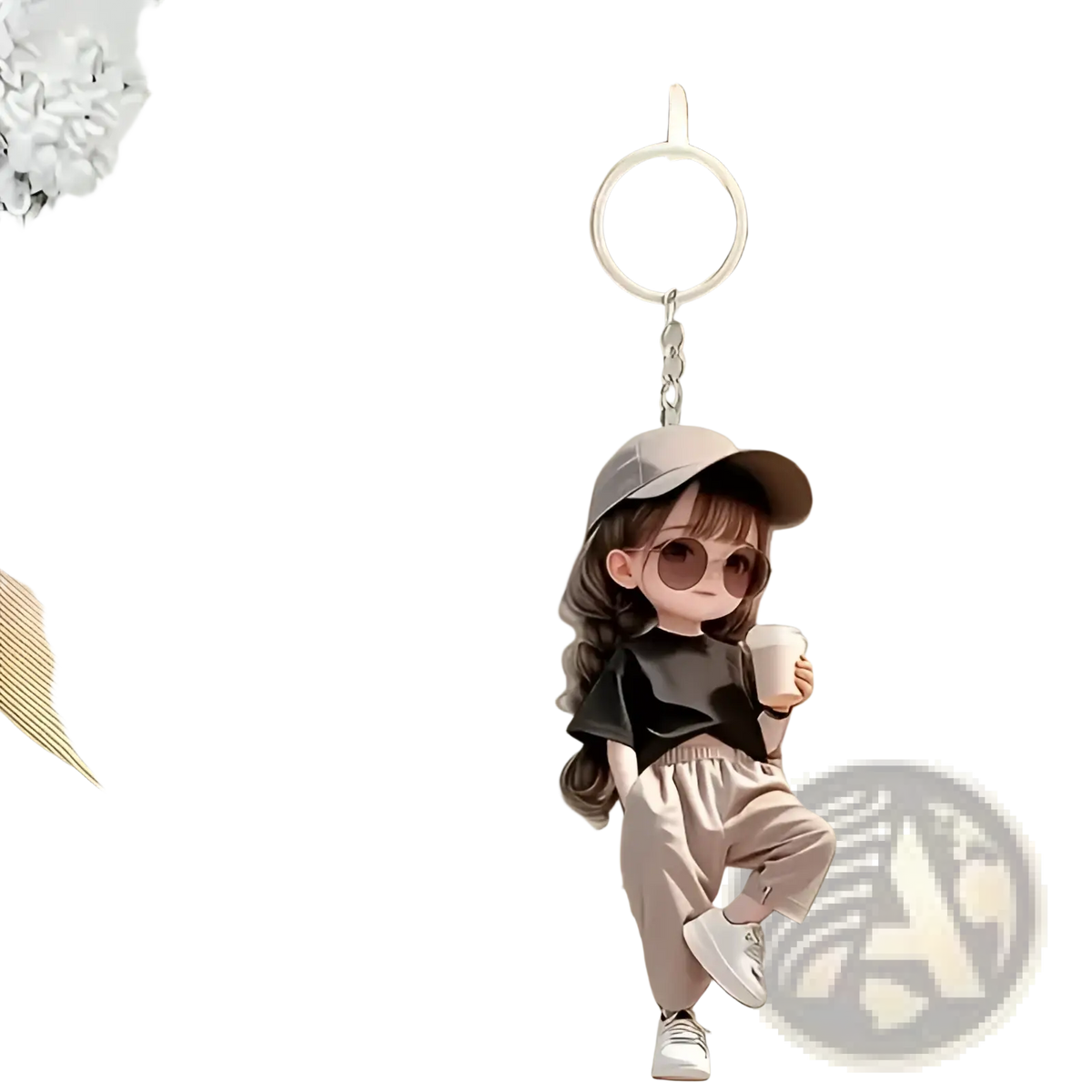 Cute Acrylic Girl Keychain Cartoon Pendant