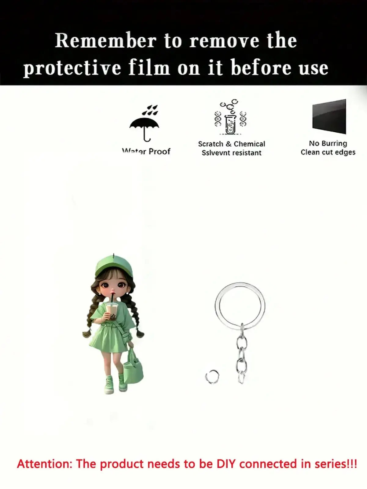 Cute Acrylic Girl Keychain Cartoon Pendant