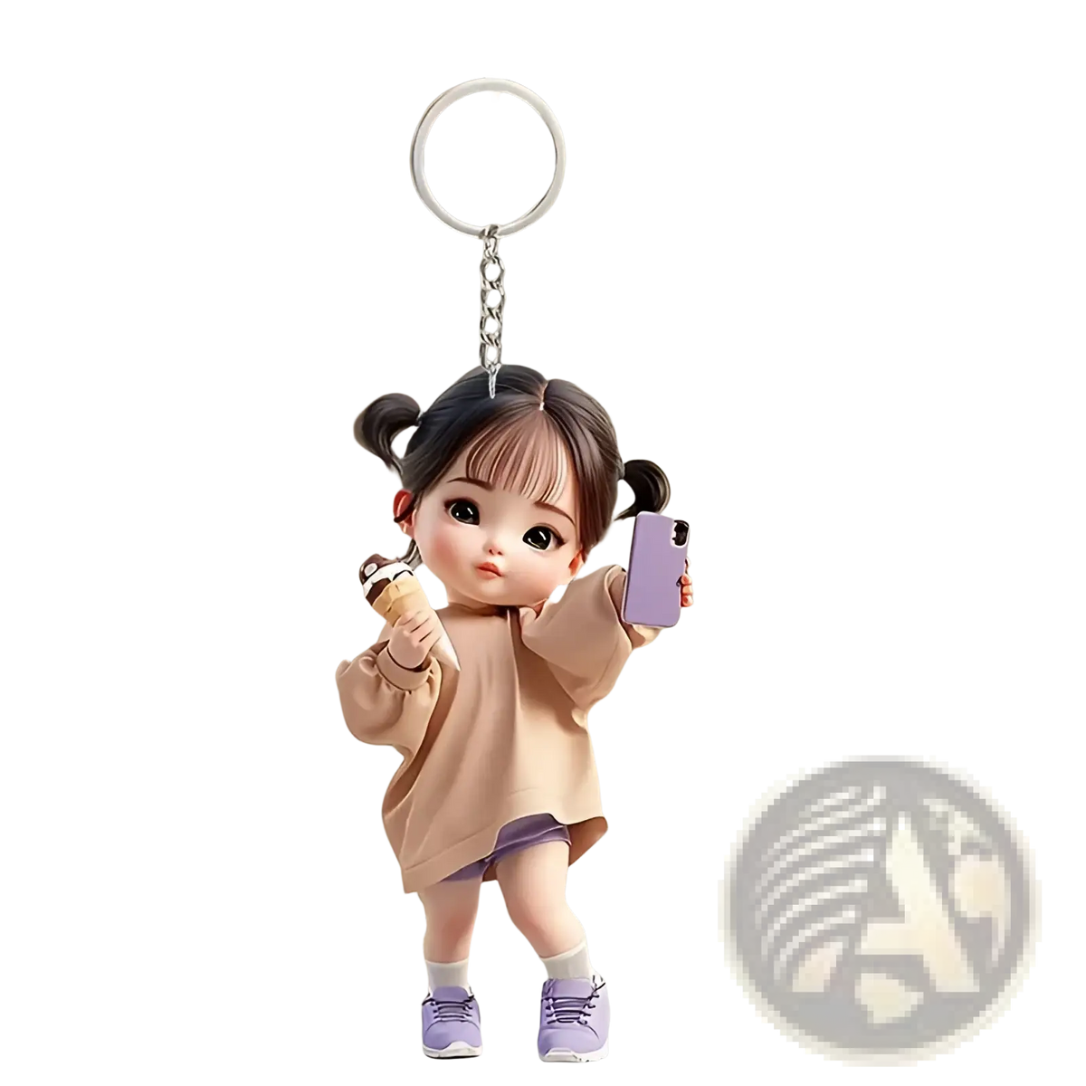 Cute Acrylic Girl Keychain Cartoon Pendant