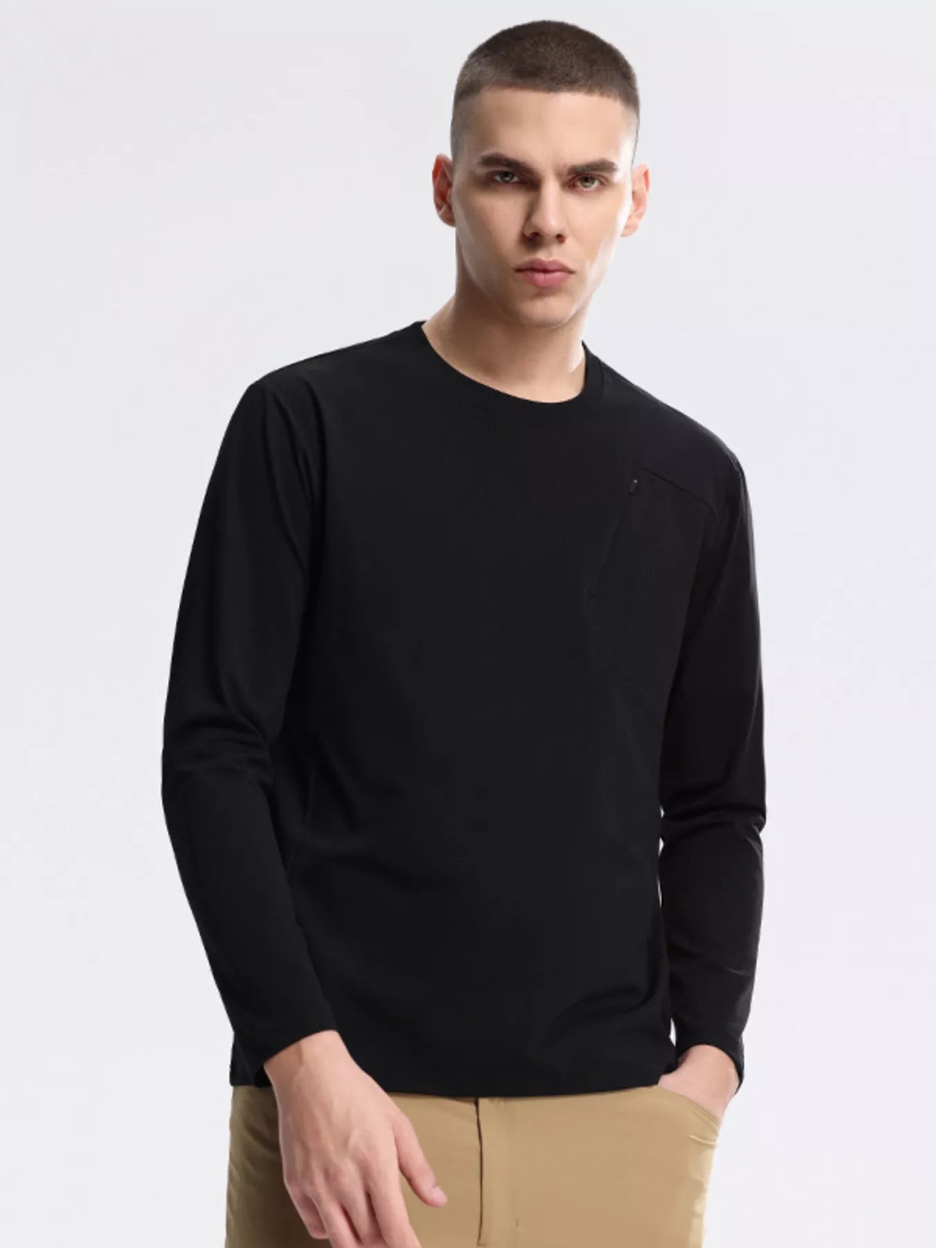 Men's Plus Size Casual Long Sleeve Active Sweatshirt with Zipper Pocket