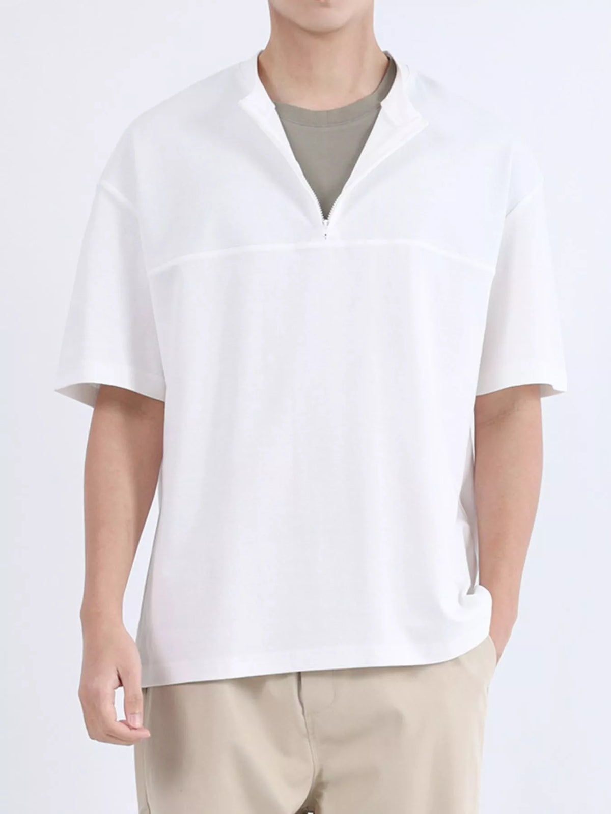 Men's Plus Size Half Sleeve Solid Color Top